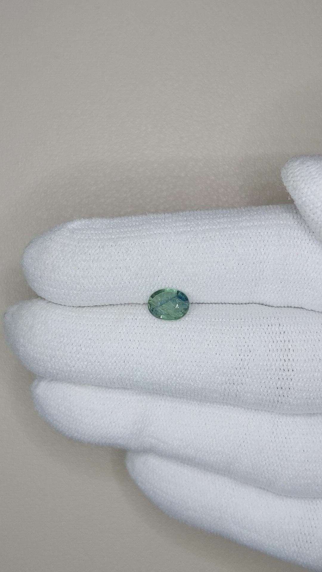 0.78 Ct. Bluish Green Sapphire from Thailand Size Video