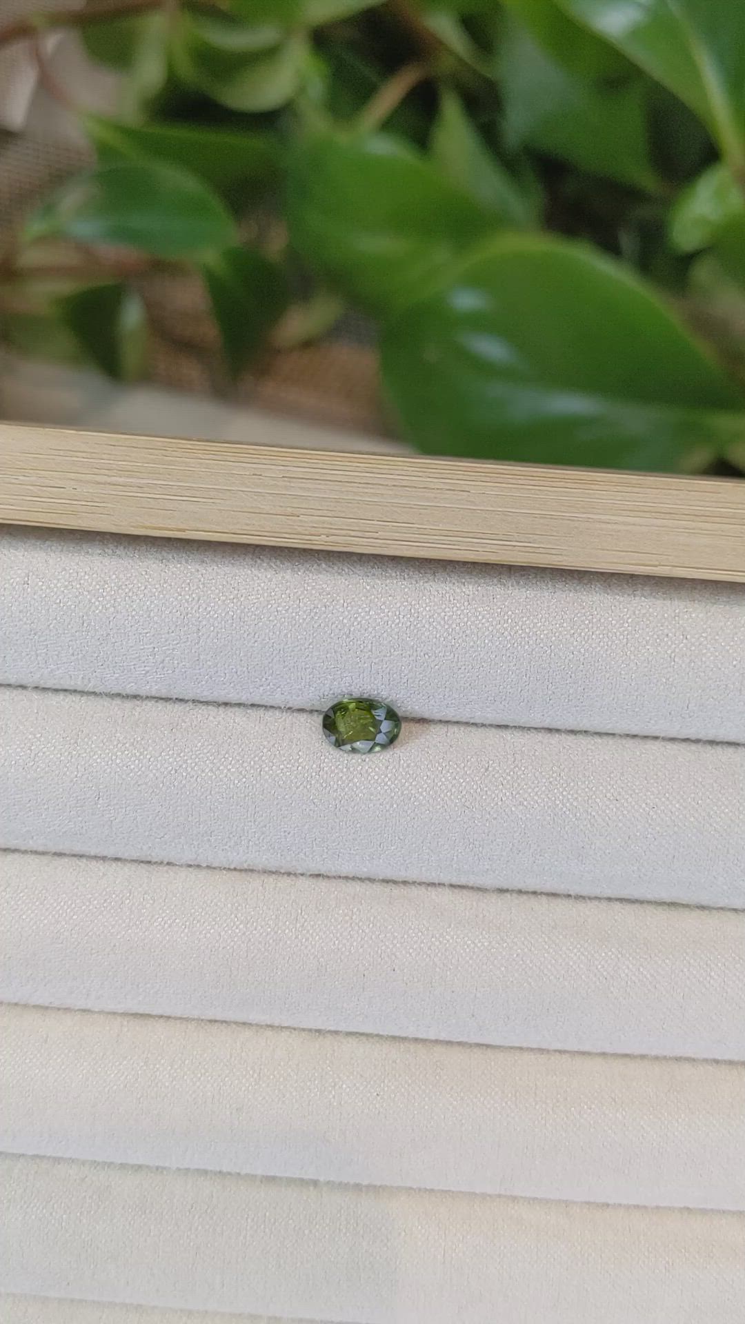 0.92 Ct. Yellowish Green Sapphire from Thailand Size Video