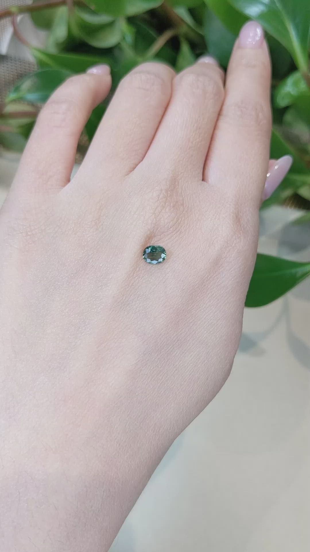 0.66 Ct. Bluish Green Sapphire from Madagascar Size Video
