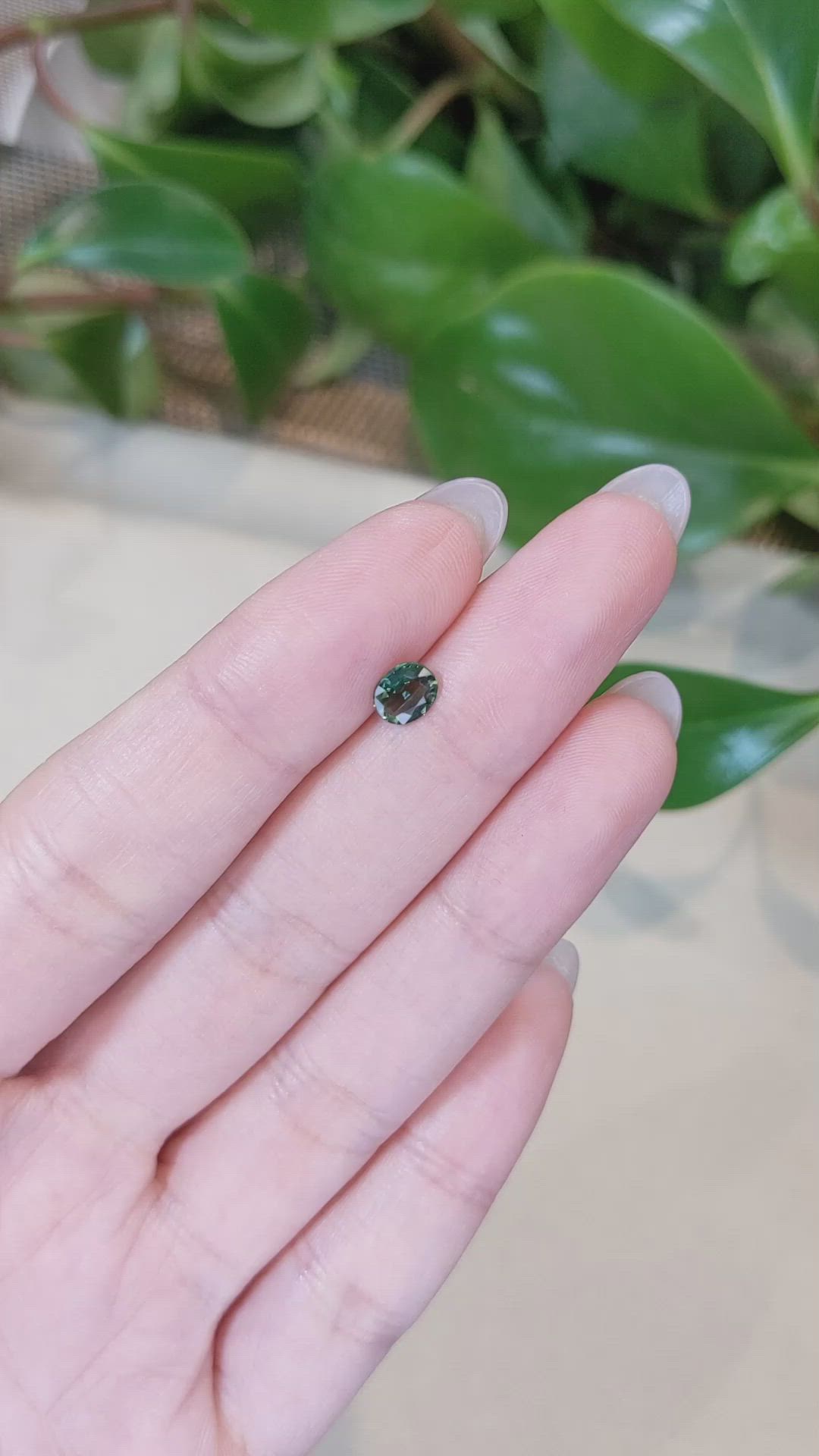 0.66 Ct. Bluish Green Sapphire from Madagascar Size Video