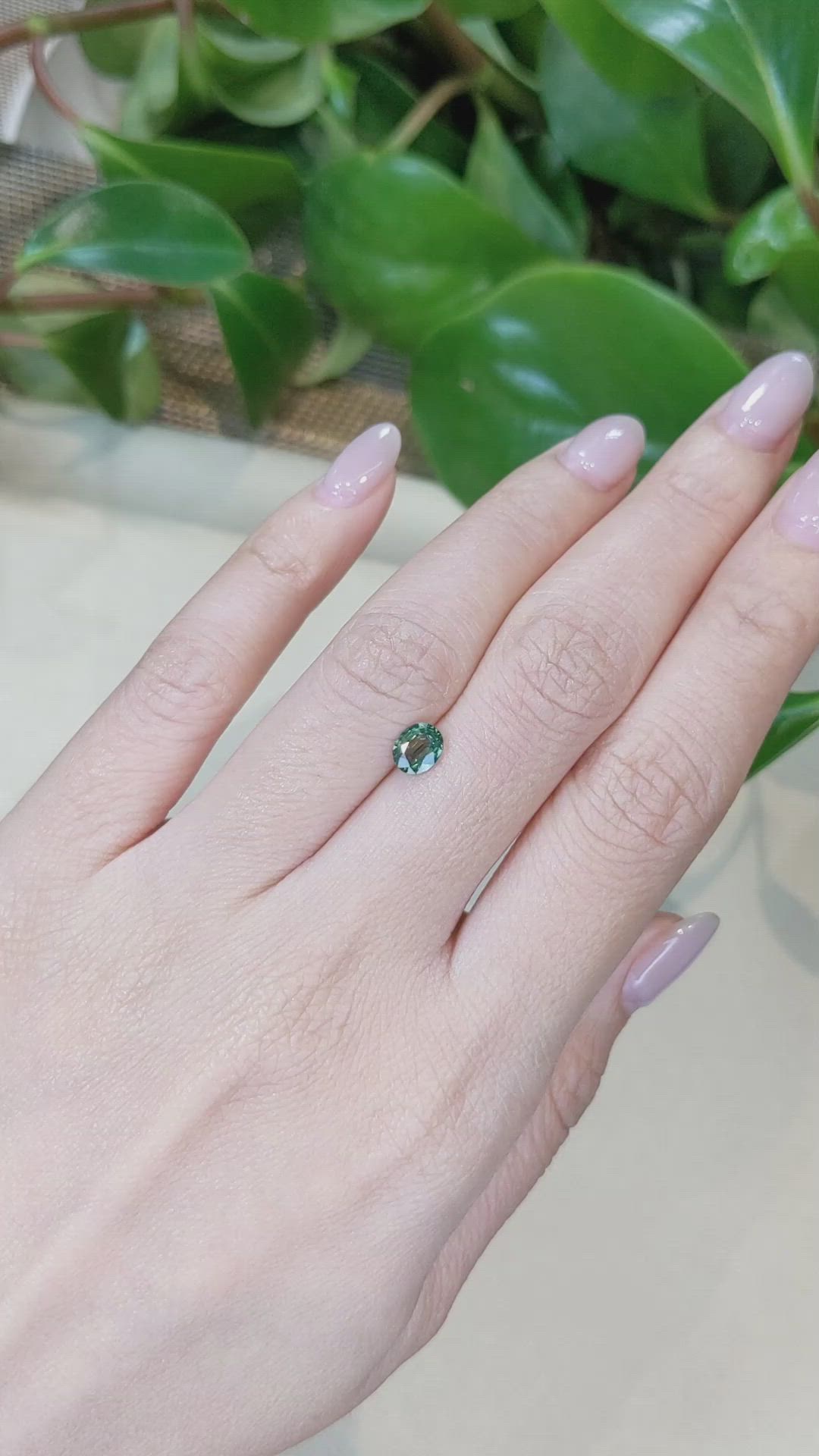 0.75 Ct. Bluish Green Sapphire from Madagascar Size Video