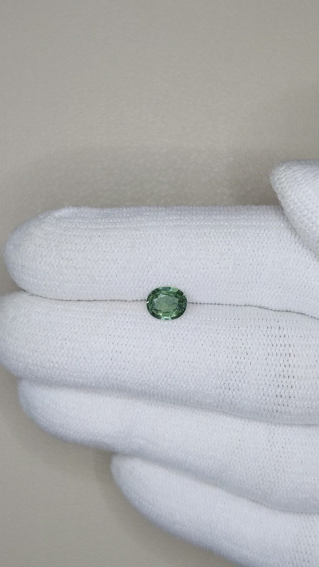 0.75 Ct. Bluish Green Sapphire from Madagascar Size Video