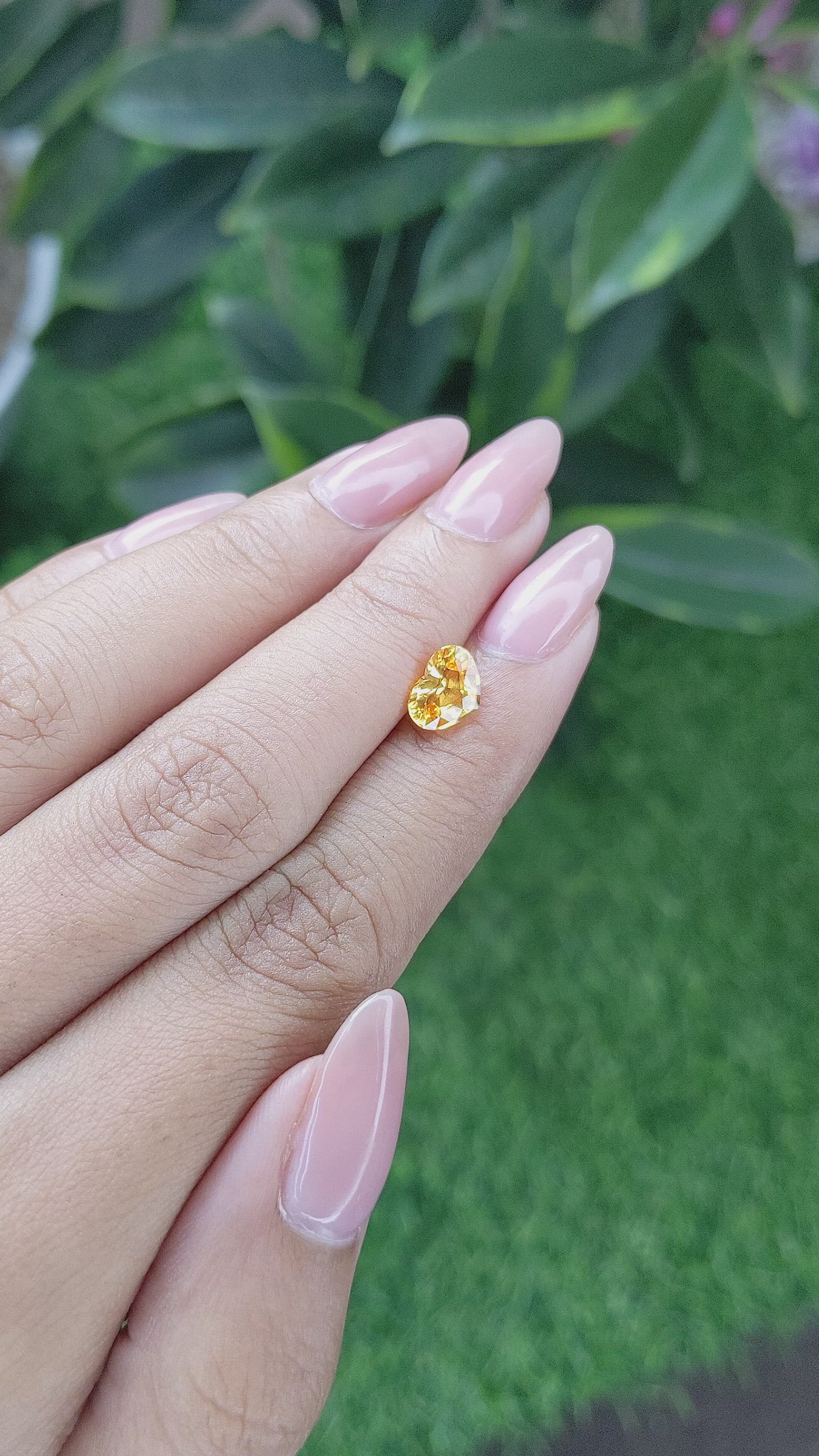 1.52 Ct. Orangish Yellow Sapphire from Africa Size Video