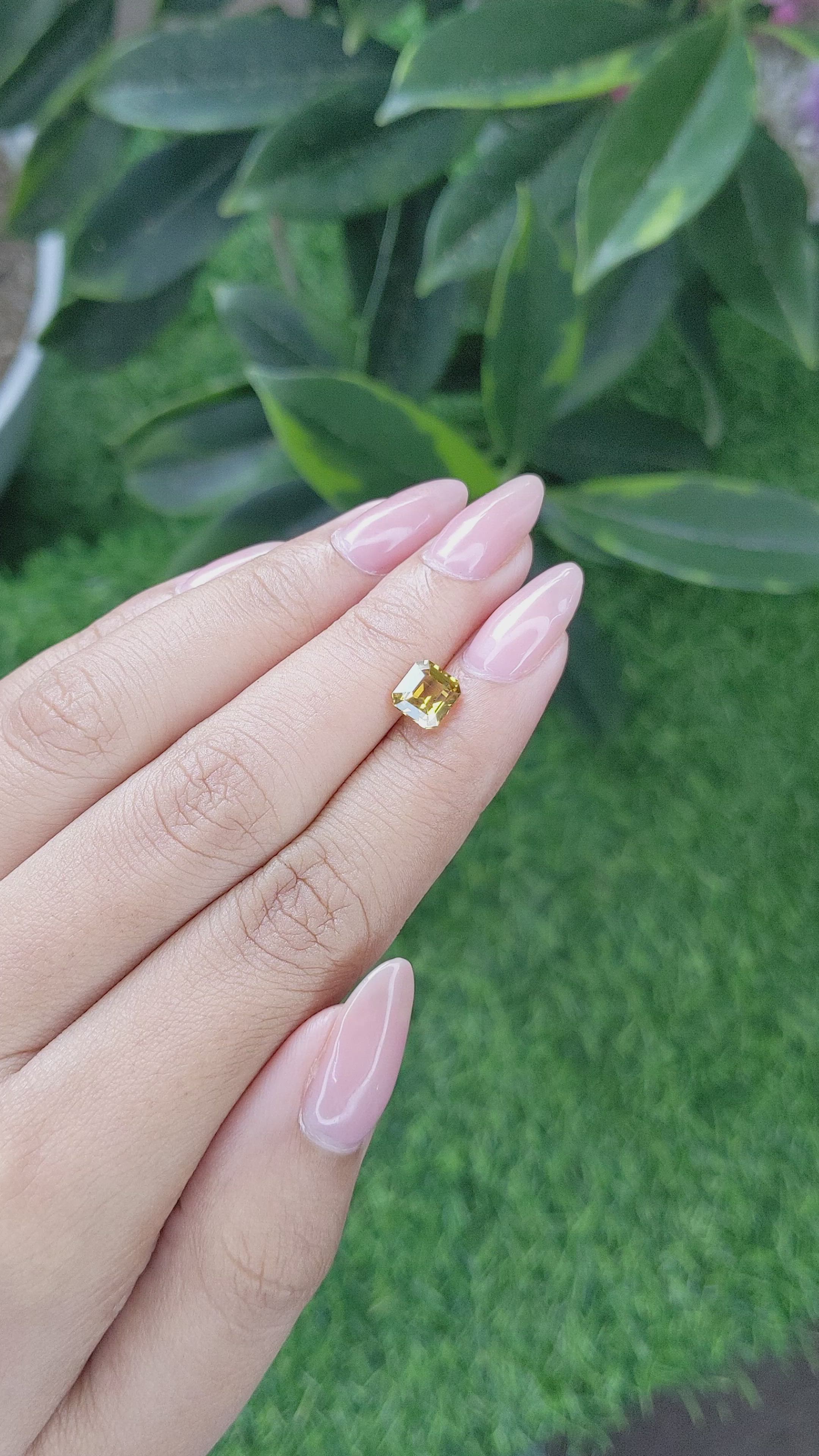 1.64 Ct. Greenish Yellow Sapphire from Africa Size Video