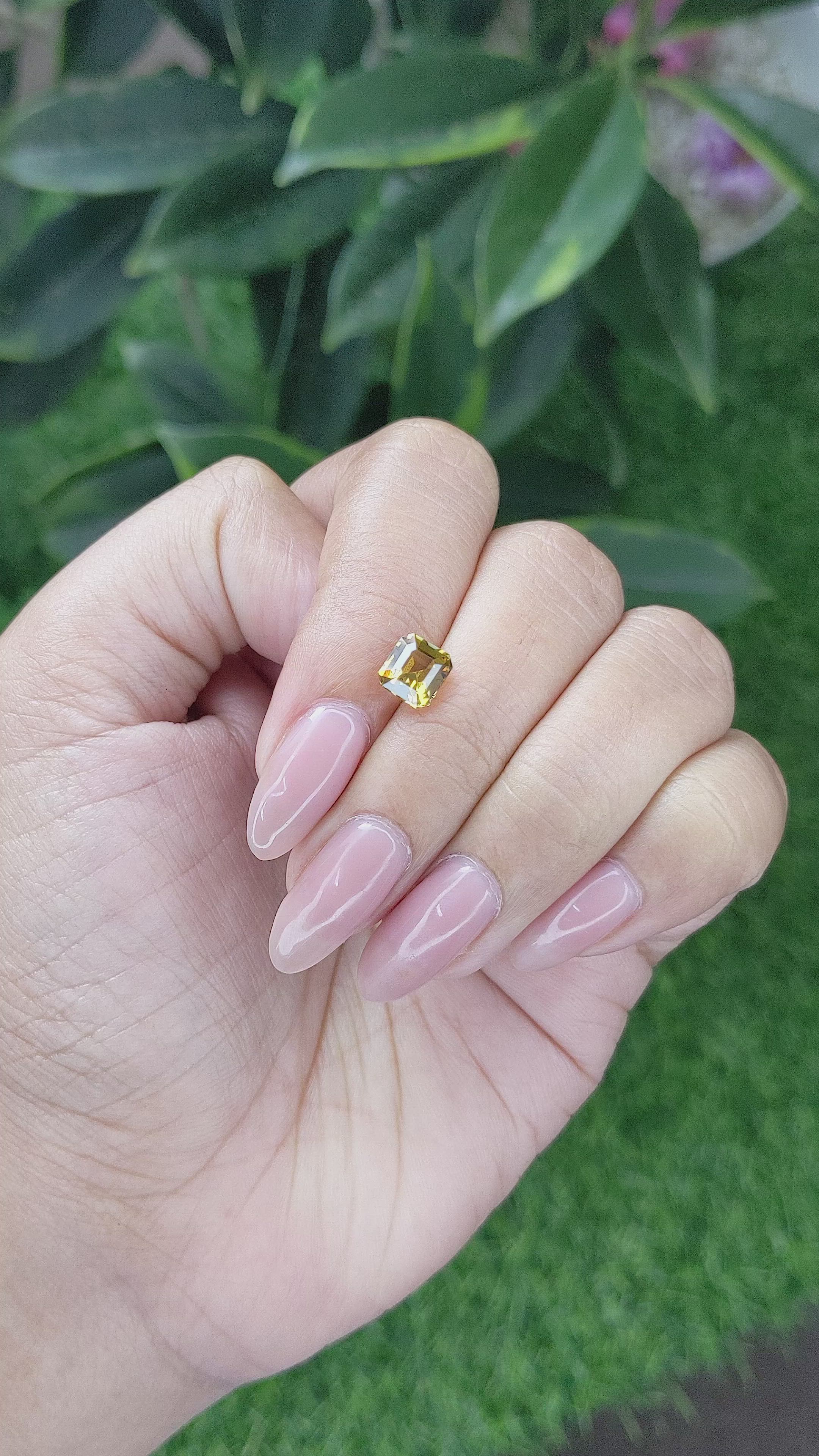 1.64 Ct. Greenish Yellow Sapphire from Africa Size Video