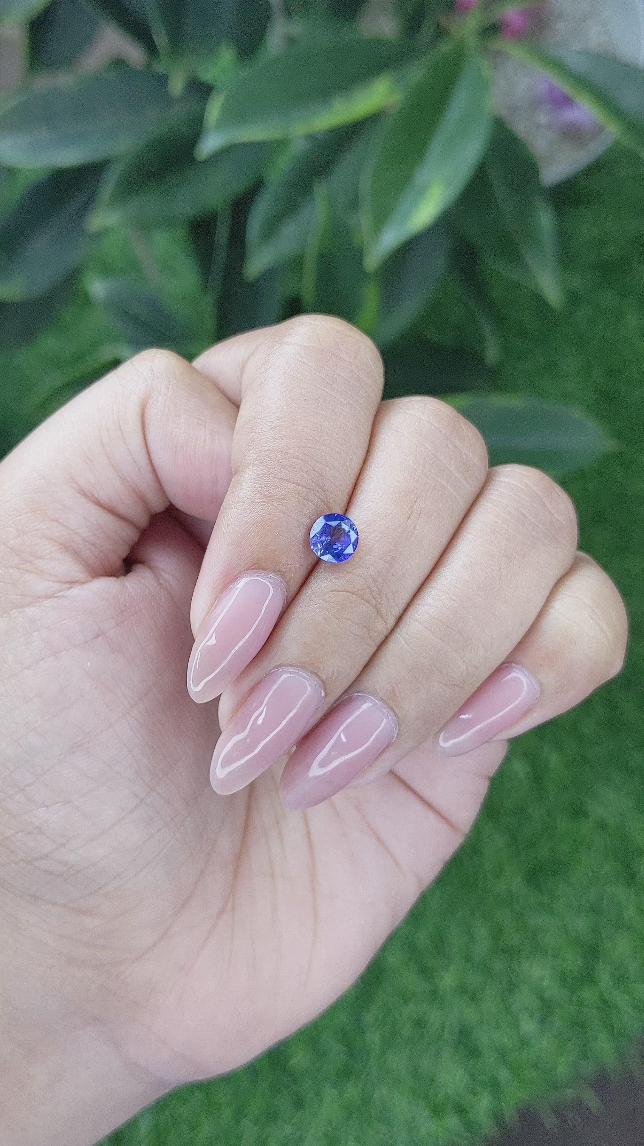 1.02 Ct. Purplish Blue Sapphire from Africa Size Video