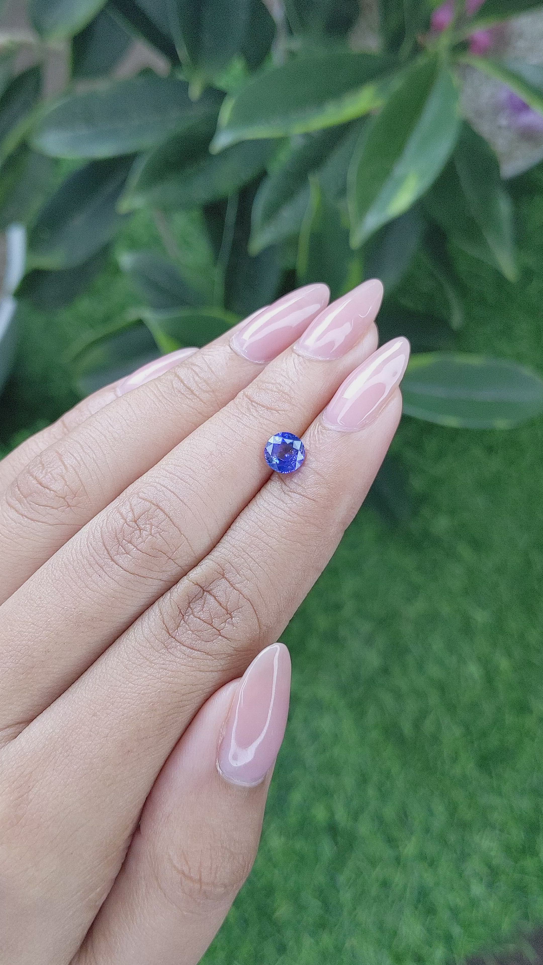 1.02 Ct. Purplish Blue Sapphire from Africa Size Video