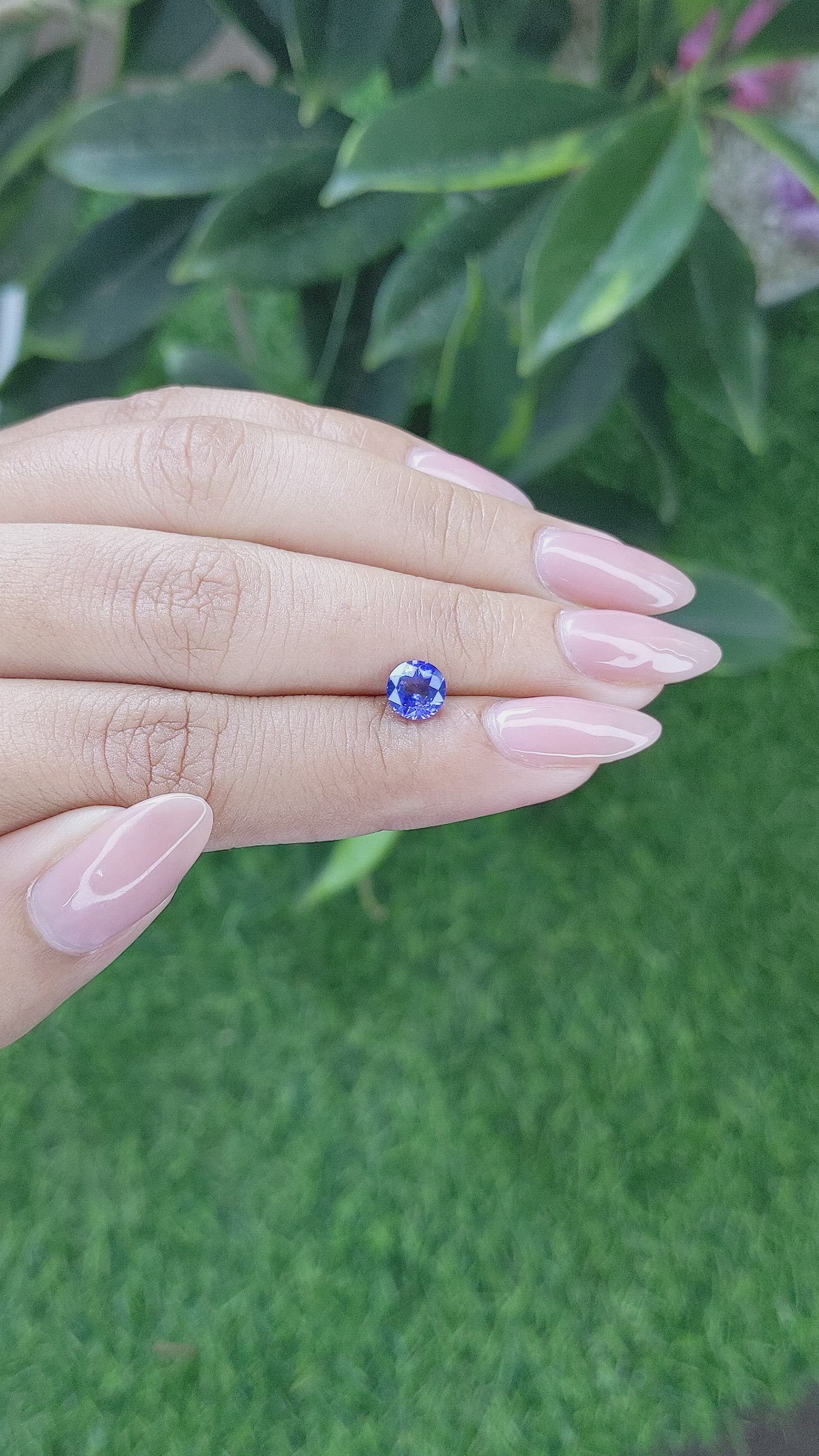 1.02 Ct. Purplish Blue Sapphire from Africa Size Video