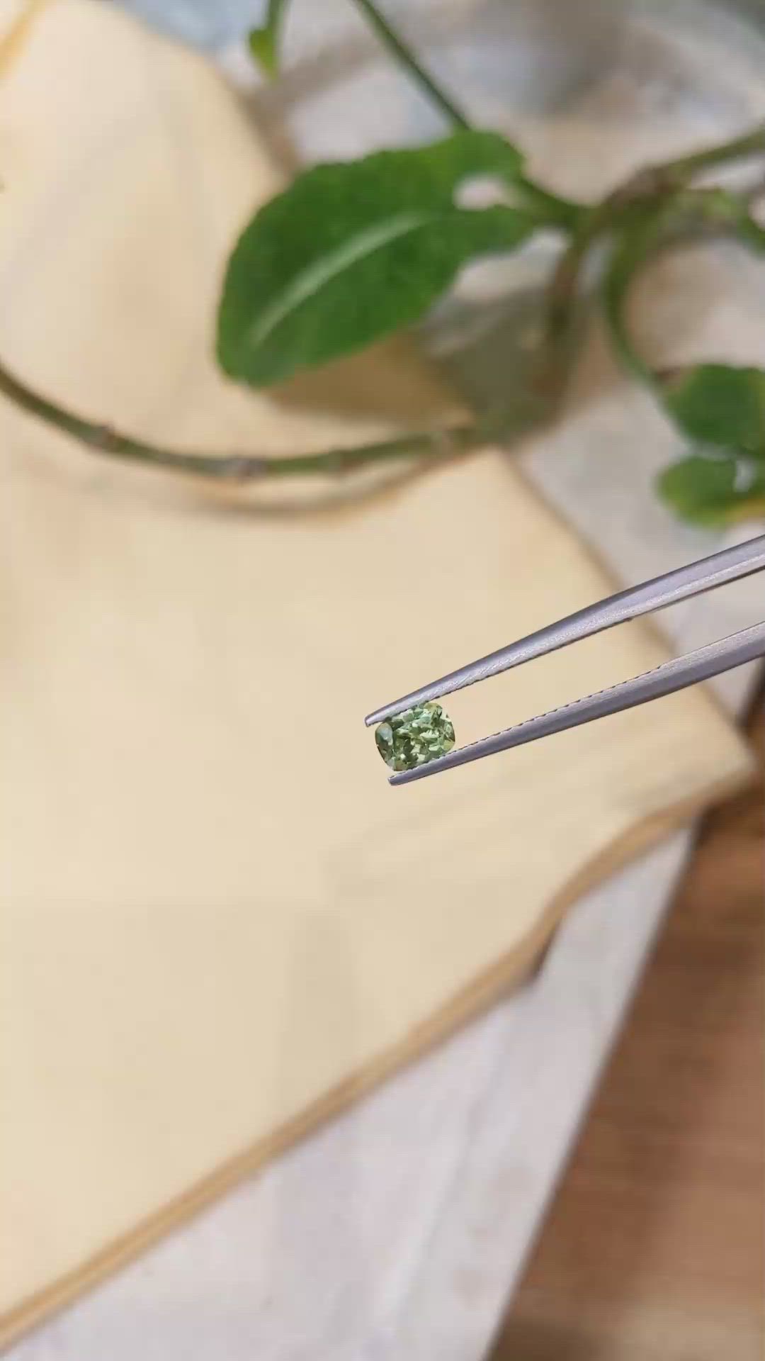 0.60 Ct. Yellowish Green Sapphire from Montana Size Video