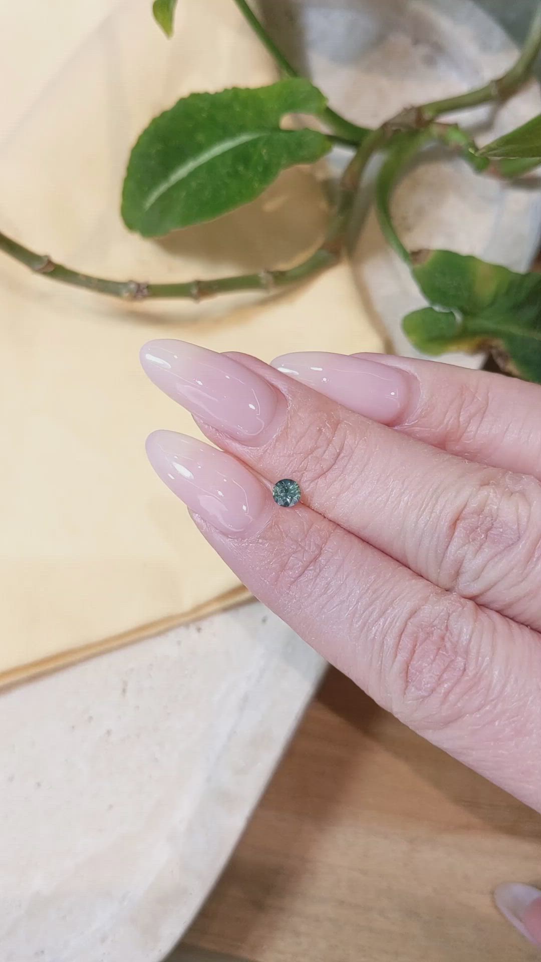 0.27 Ct. Bluish Green Sapphire from Montana Size Video
