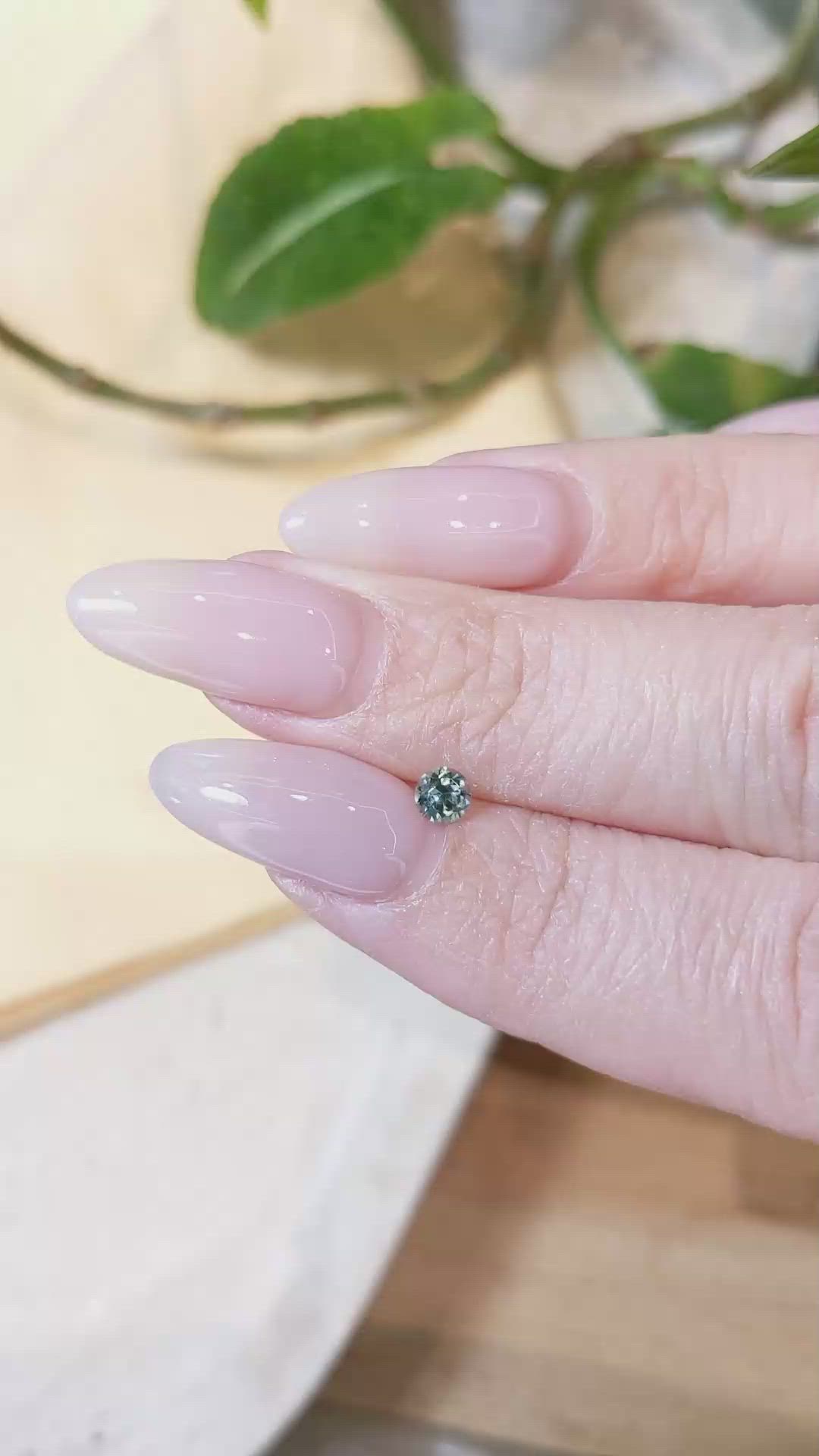 0.27 Ct. Bluish Green Sapphire from Montana Size Video