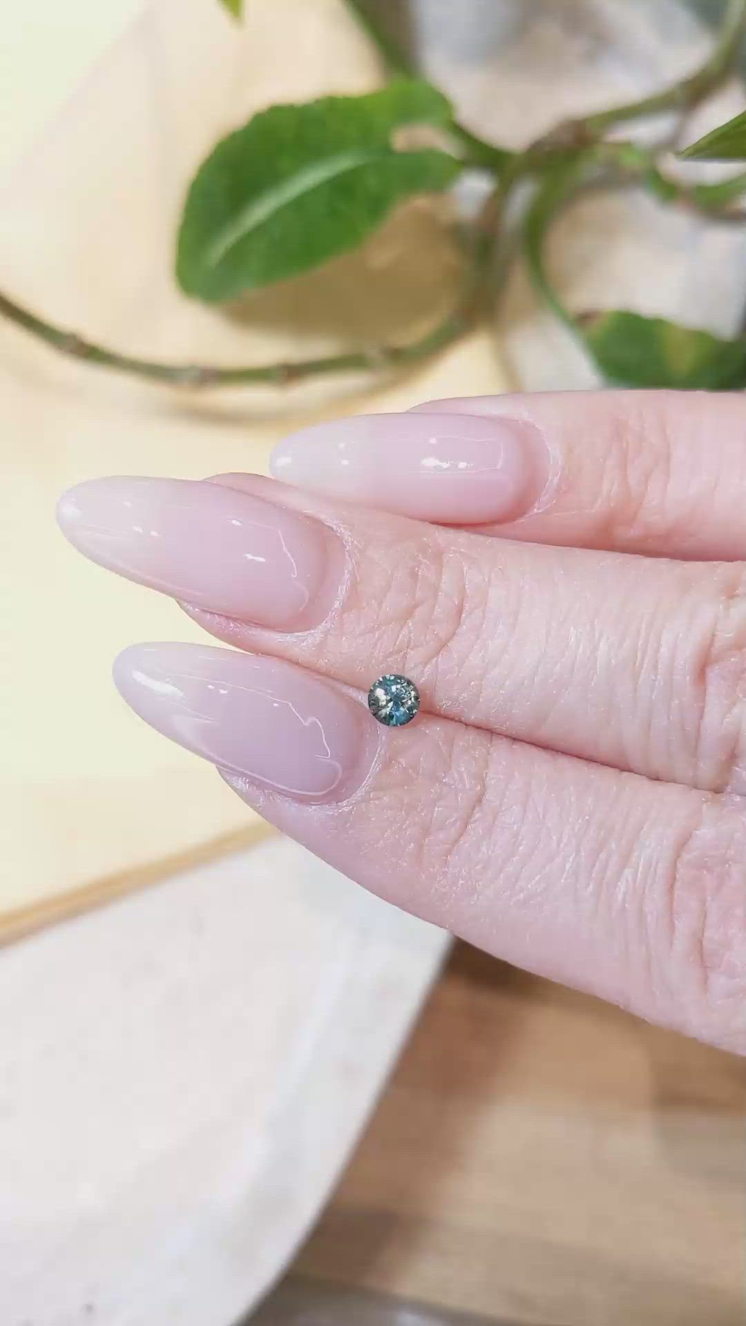 0.27 Ct. Greenish Blue Sapphire from Montana Size Video