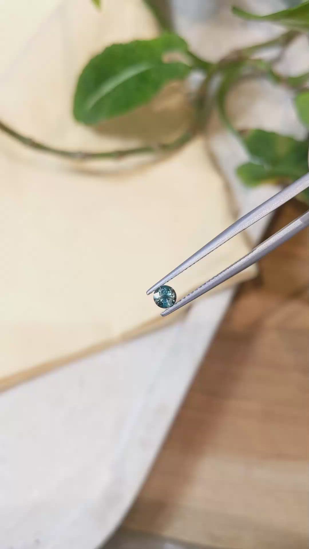 0.27 Ct. Greenish Blue Sapphire from Montana Size Video