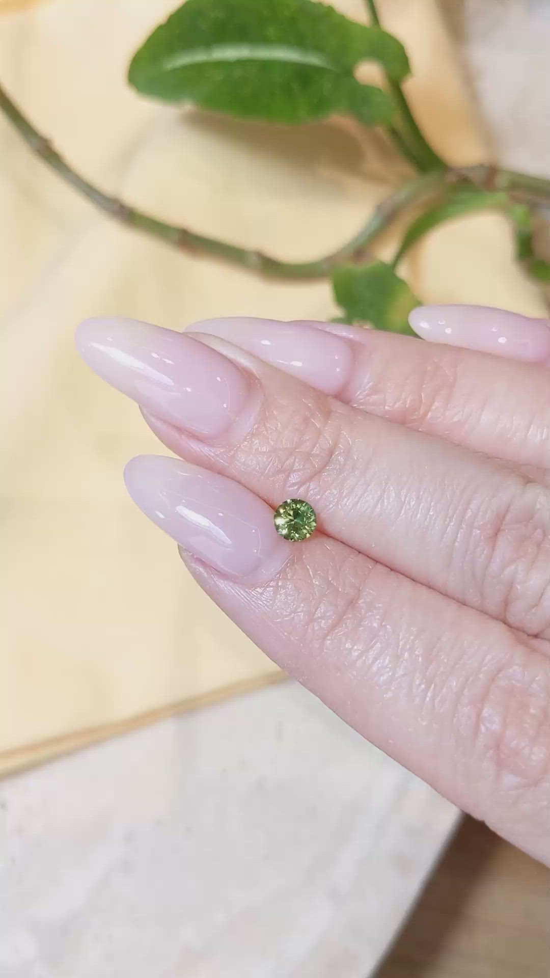 0.40 Ct. Greenish Yellow Sapphire from Montana Size Video