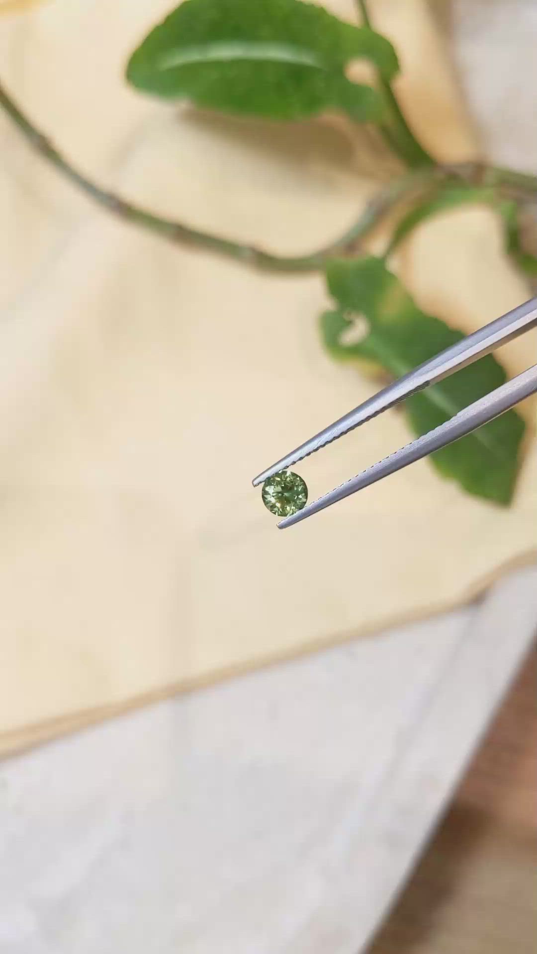 0.40 Ct. Greenish Yellow Sapphire from Montana Size Video