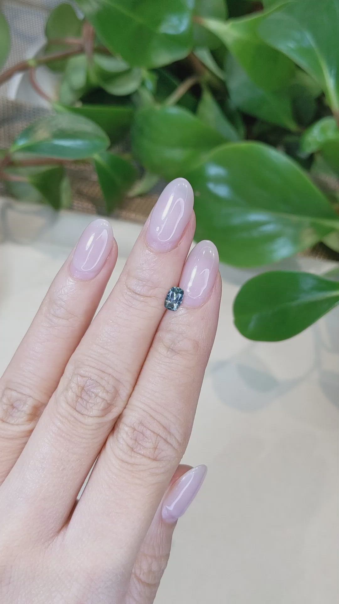 0.48 Ct. Bluish Green Sapphire from Montana Size Video