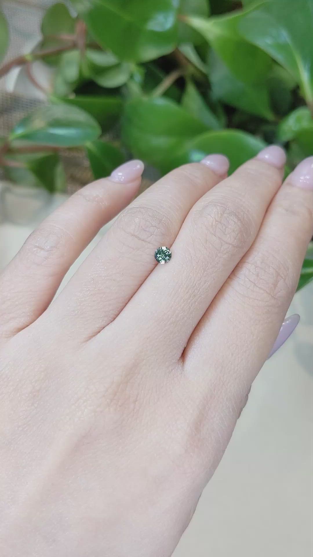 0.27 Ct. Bluish Green Sapphire from Montana Size Video