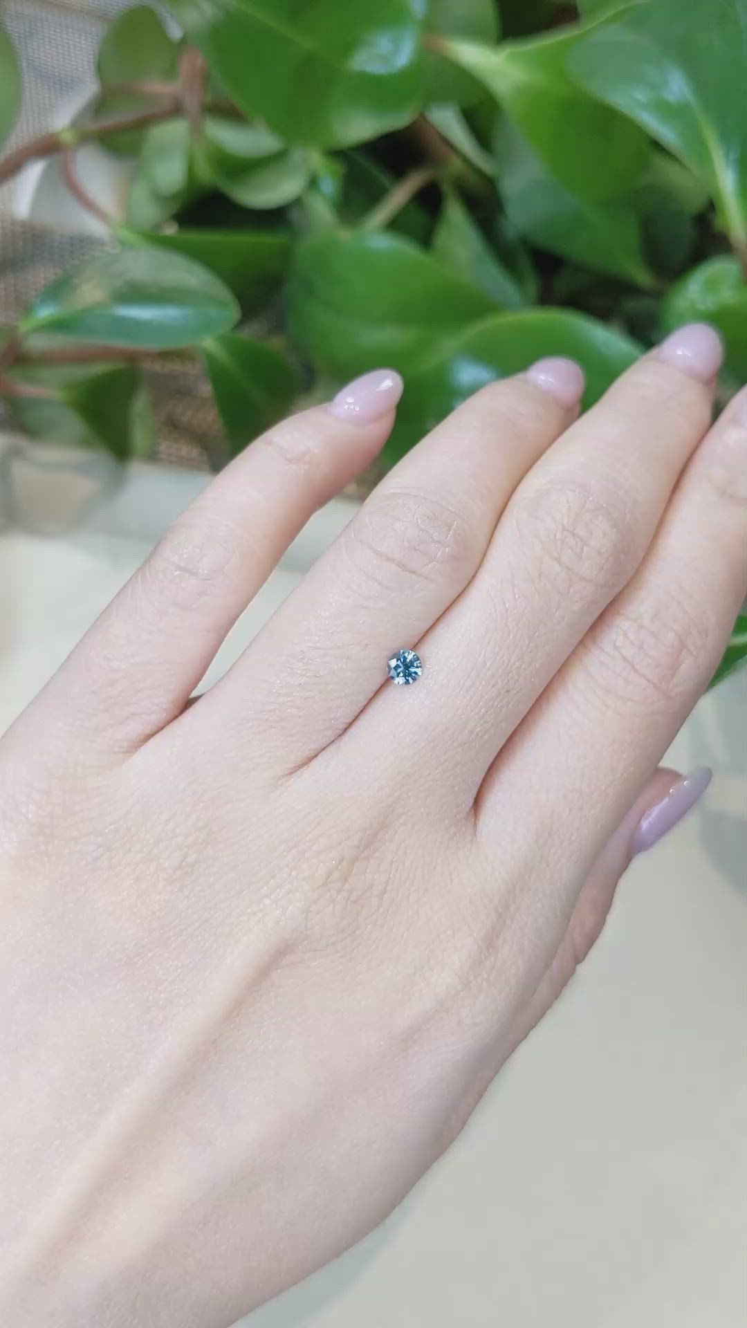 0.28 Ct. Greenish Blue Sapphire from Montana Size Video