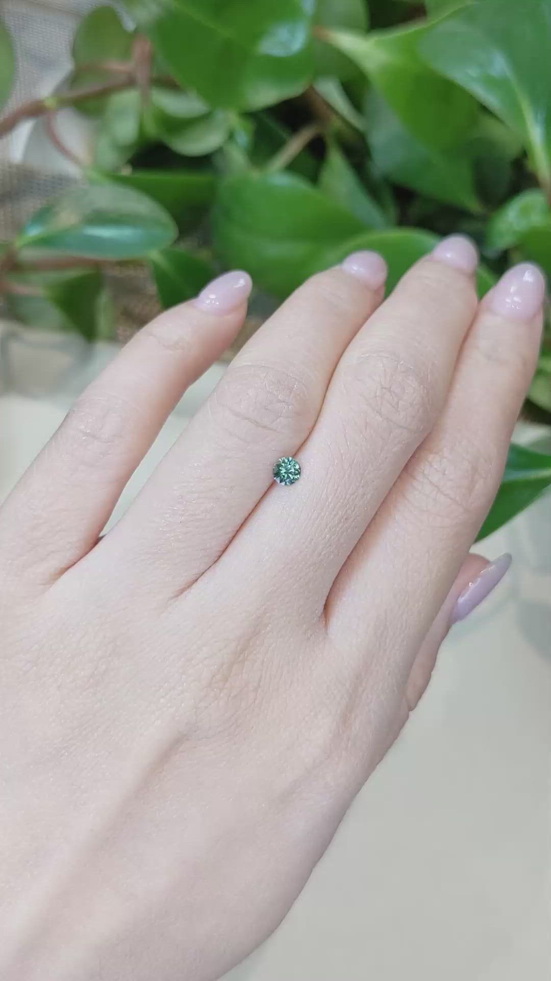 0.28 Ct. Bluish Green Sapphire from Montana Size Video