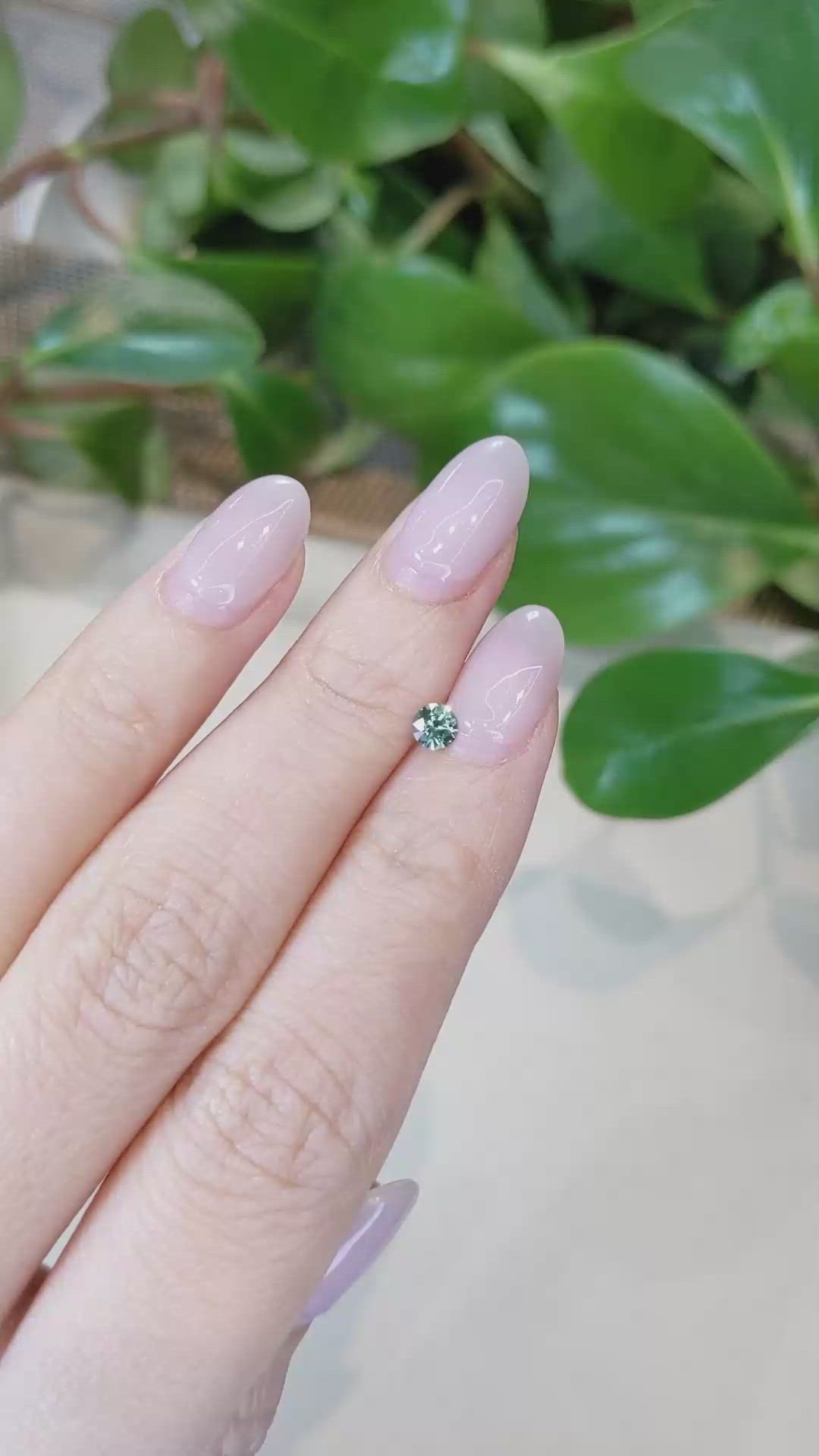 0.28 Ct. Bluish Green Sapphire from Montana Size Video