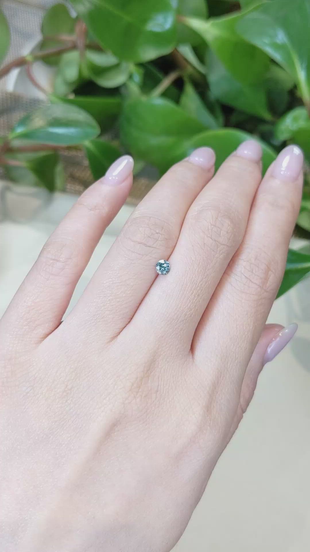 0.28 Ct. Bluish Green Sapphire from Montana Size Video