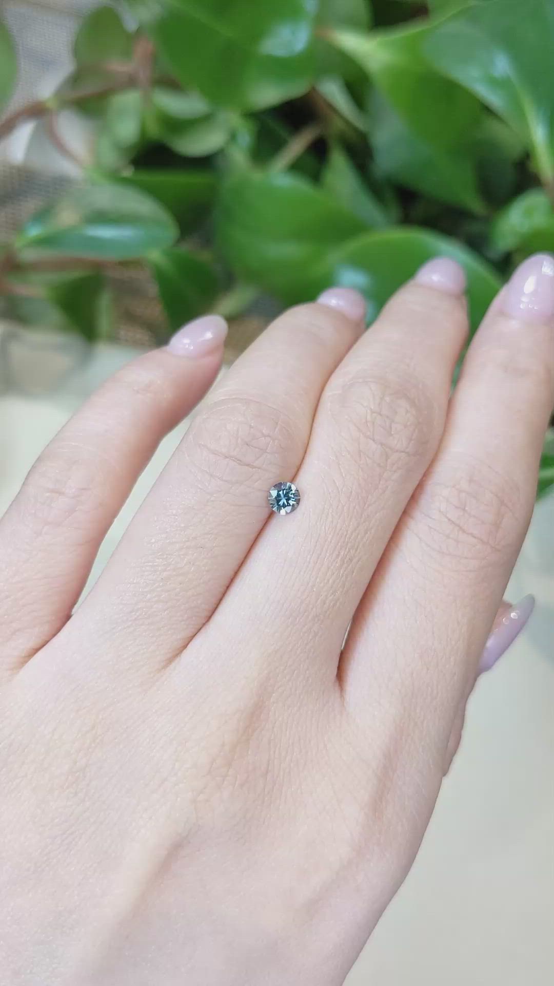 0.28 Ct. Bluish Green Sapphire from Montana Size Video