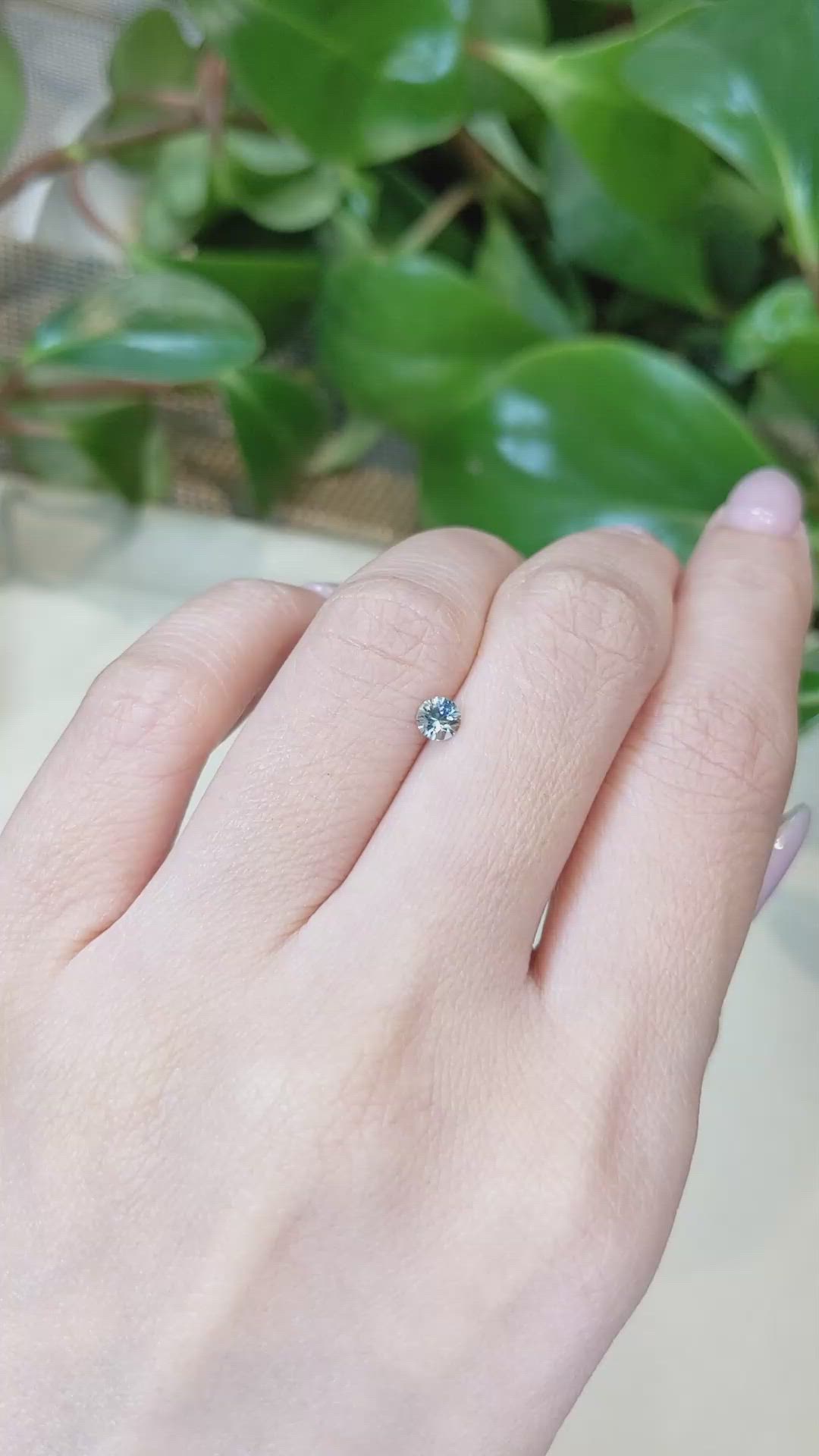 0.28 Ct. Bluish Green Sapphire from Montana Size Video