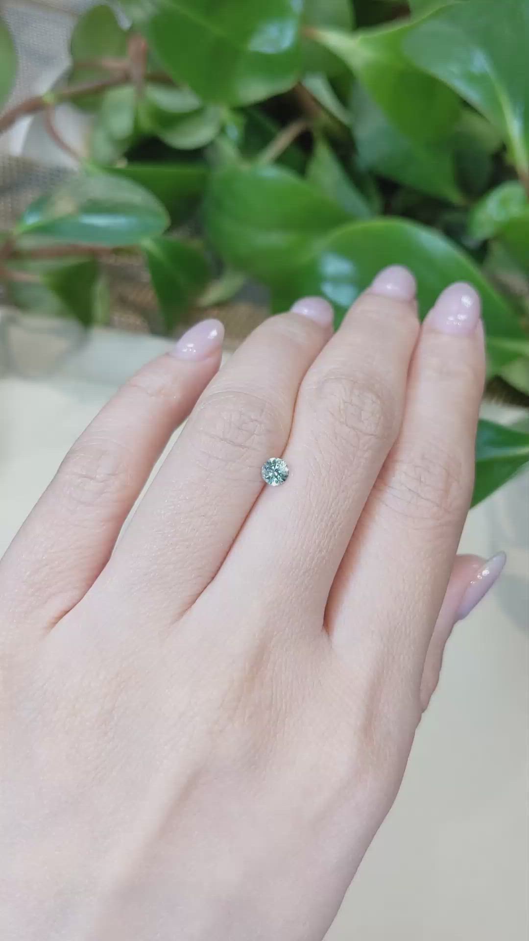 0.32 Ct. Bluish Green Sapphire from Montana Size Video