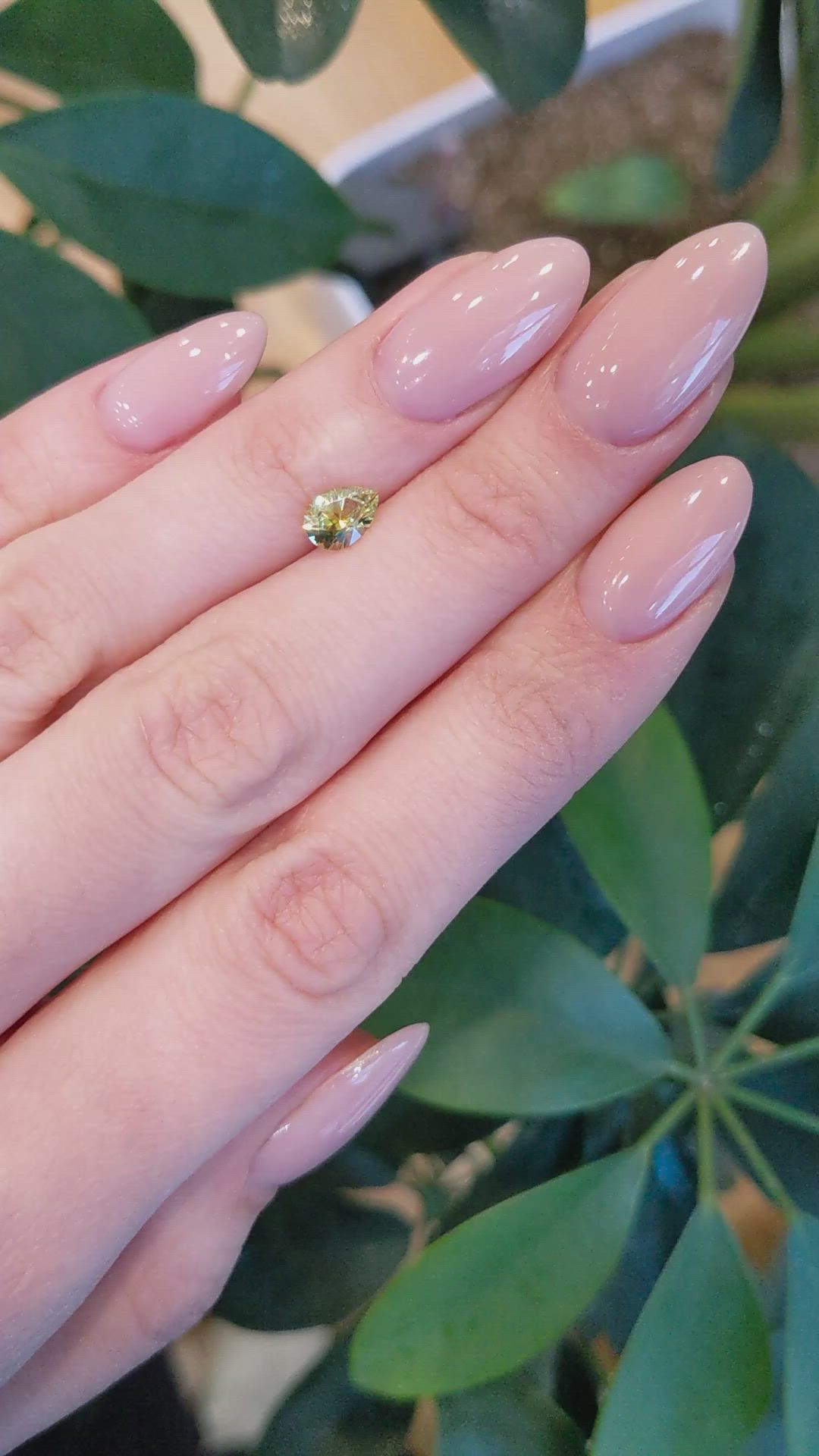 0.91 Ct. Greenish Yellow Sapphire from Montana Size Video