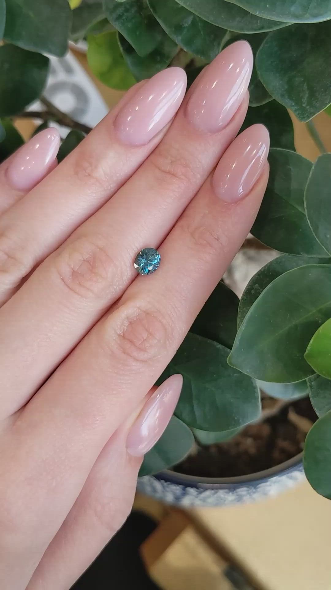 1.18 Ct. Bluish Green Sapphire from Montana Size Video