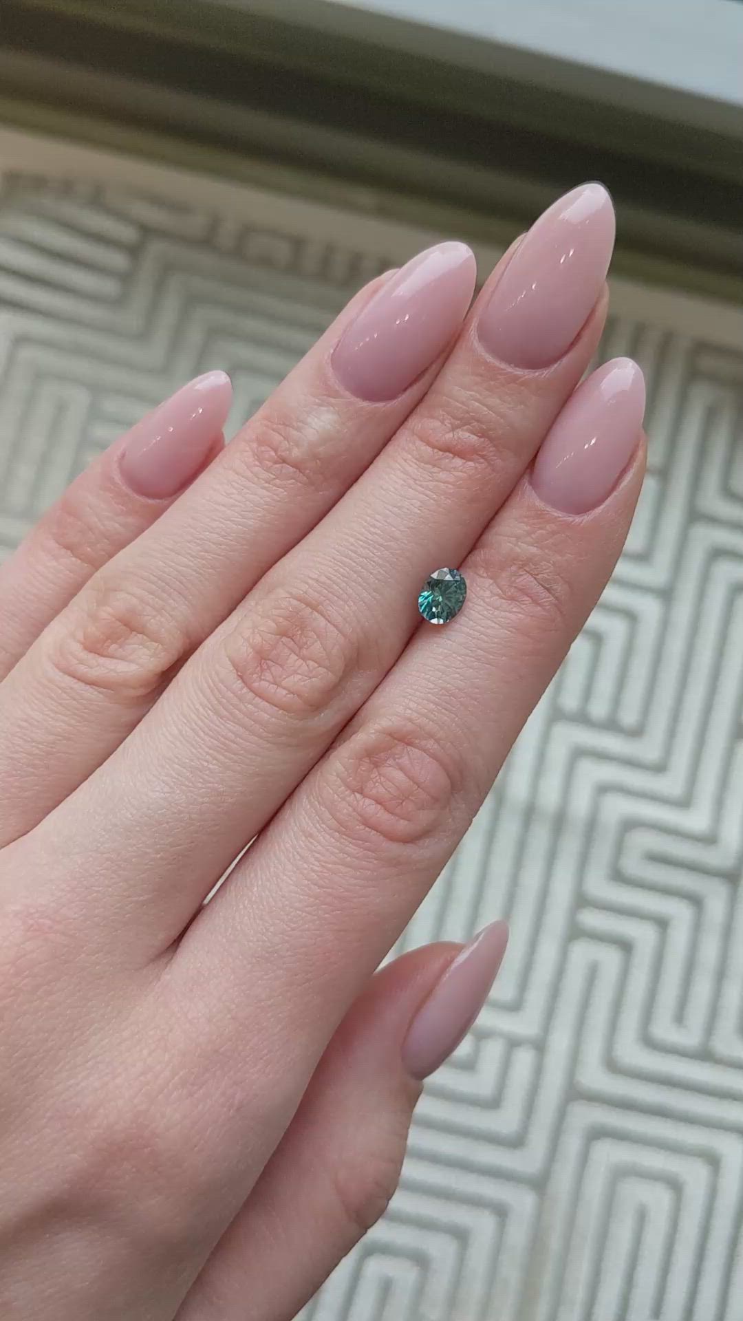 1.12 Ct. Greenish Blue Sapphire from Montana Size Video