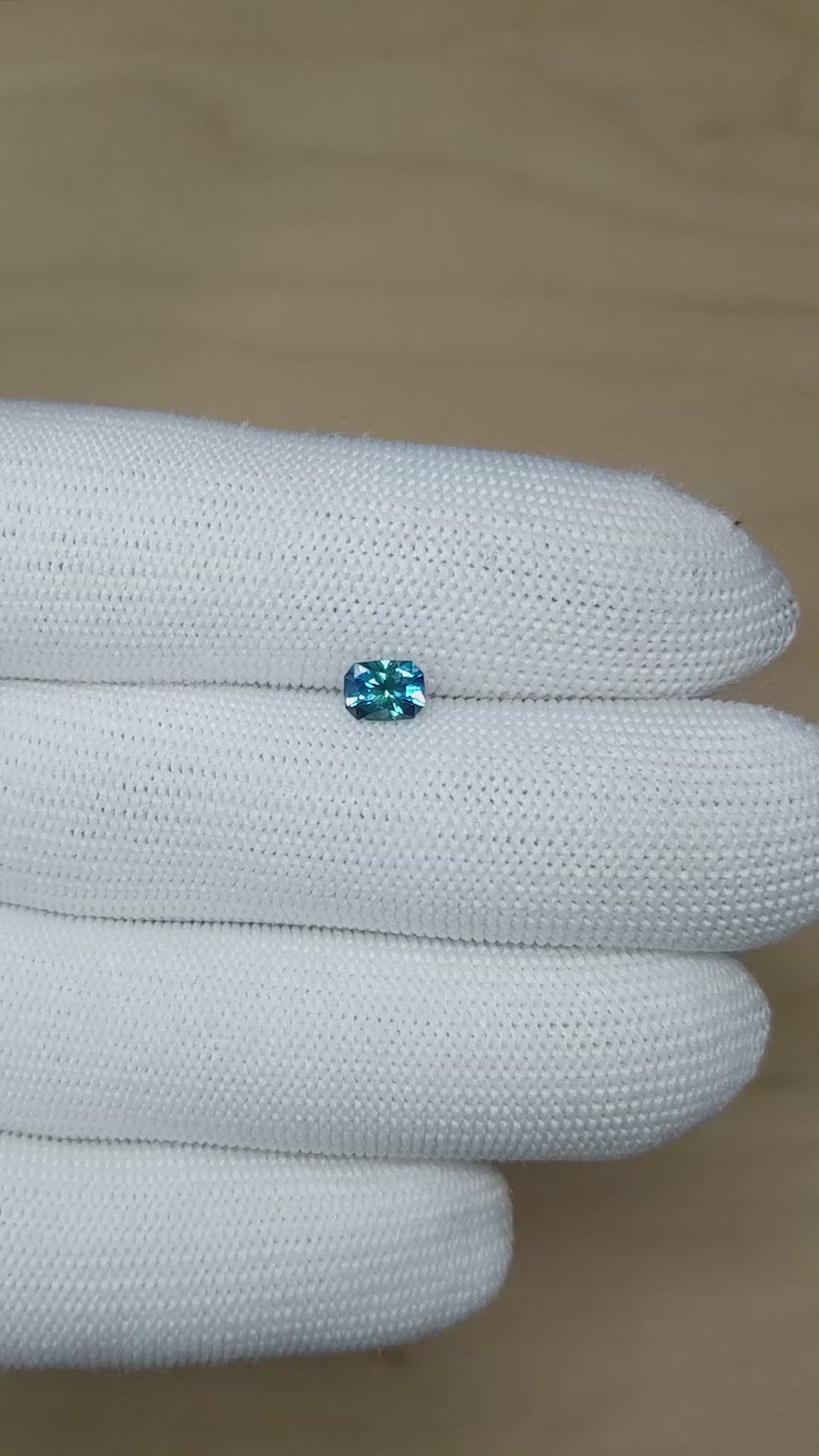0.77 Ct. Greenish Blue Sapphire from Montana Size Video