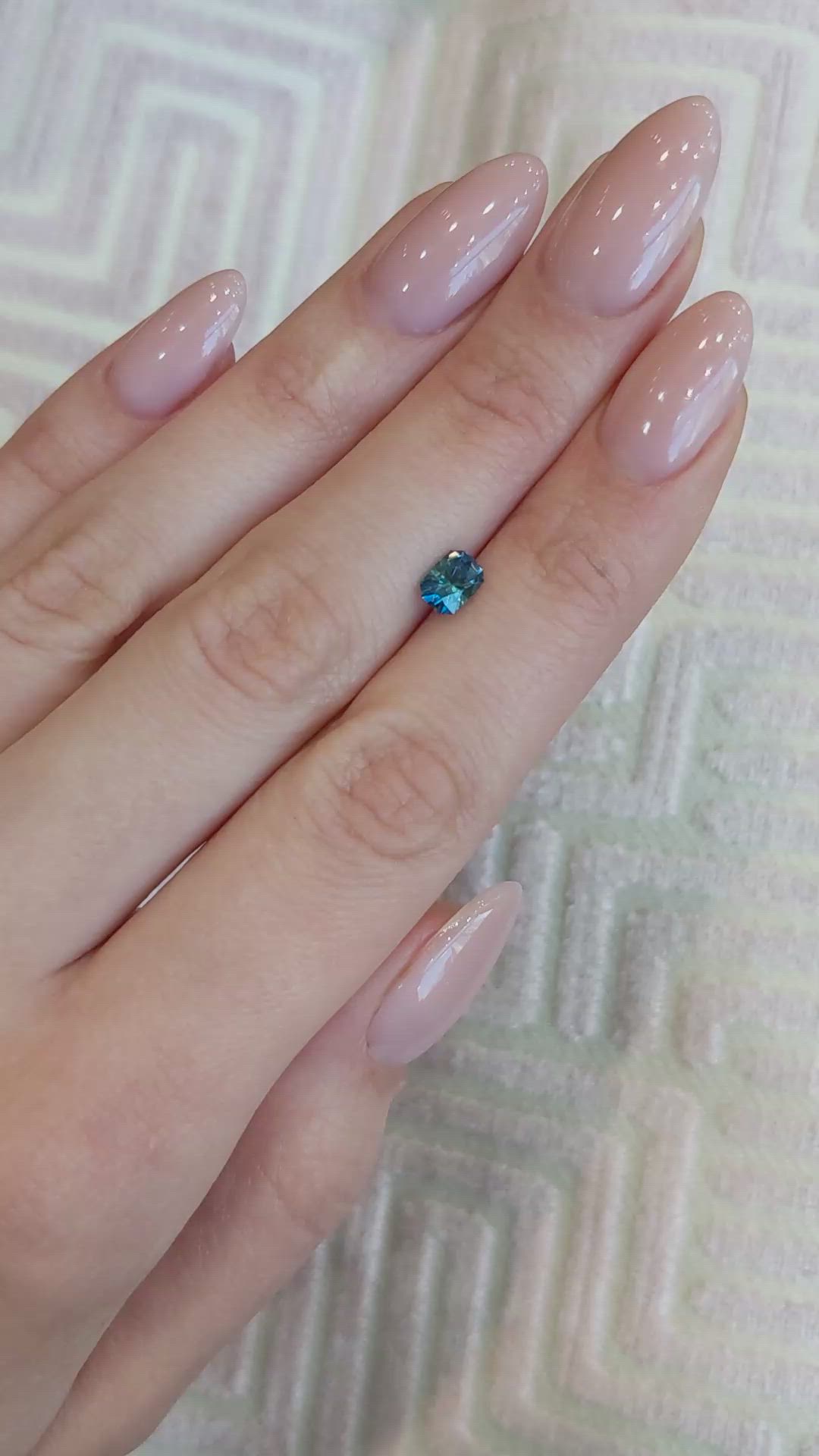 0.77 Ct. Greenish Blue Sapphire from Montana Size Video