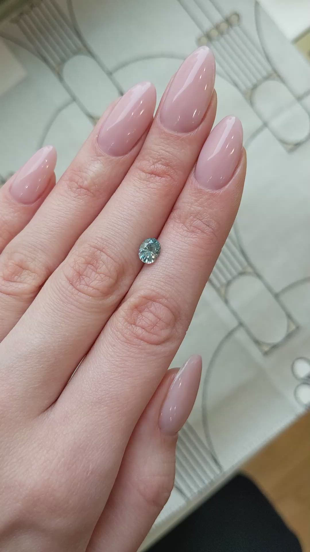 1.16 Ct. Bluish Green Sapphire from Montana Size Video