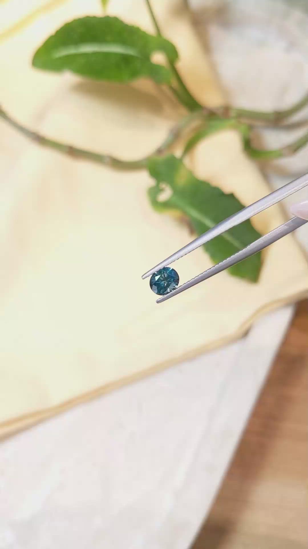0.78 Ct. Bluish Green Sapphire from Montana Size Video