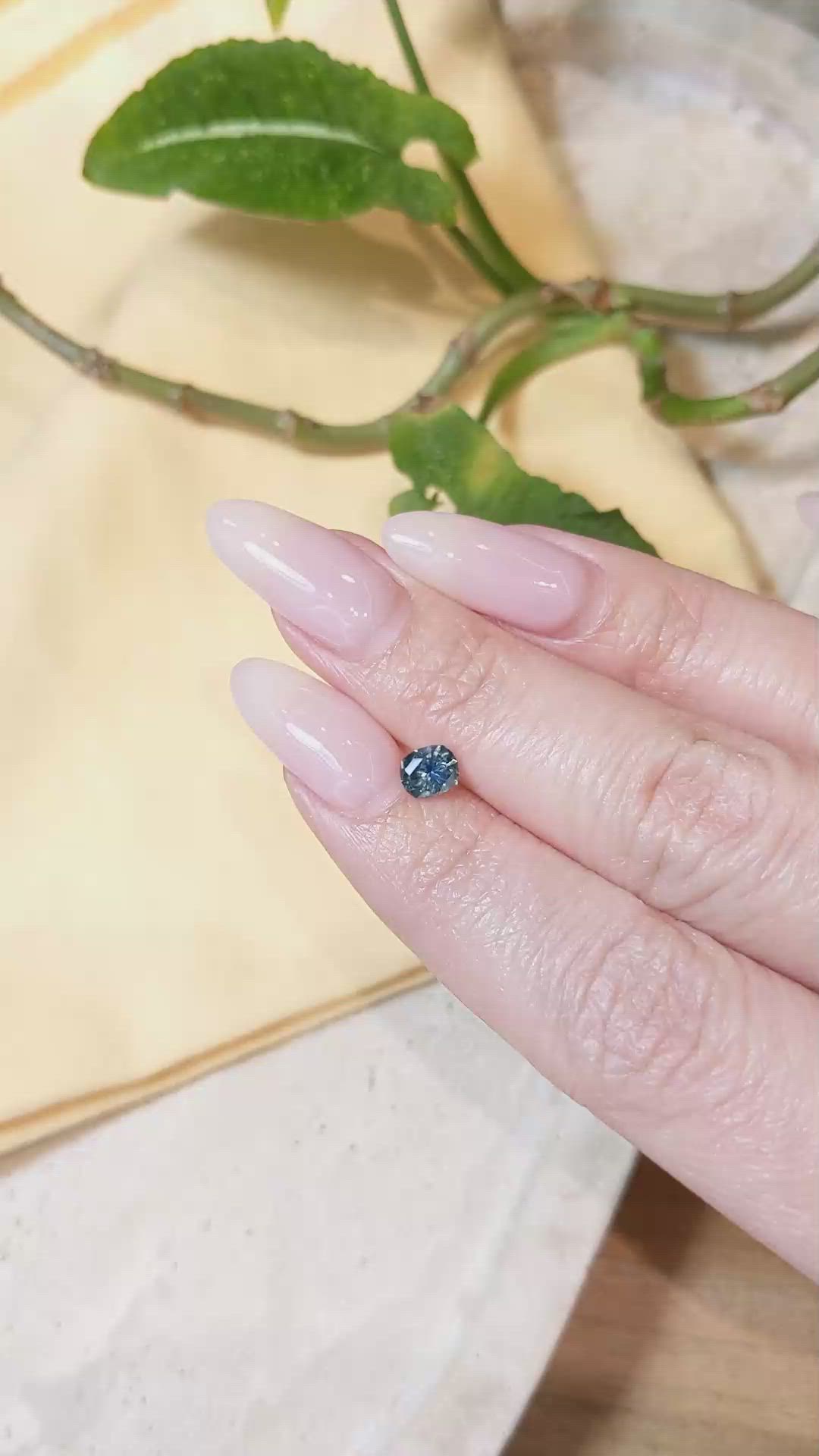 0.67 Ct. Greenish Blue Sapphire from Montana Size Video