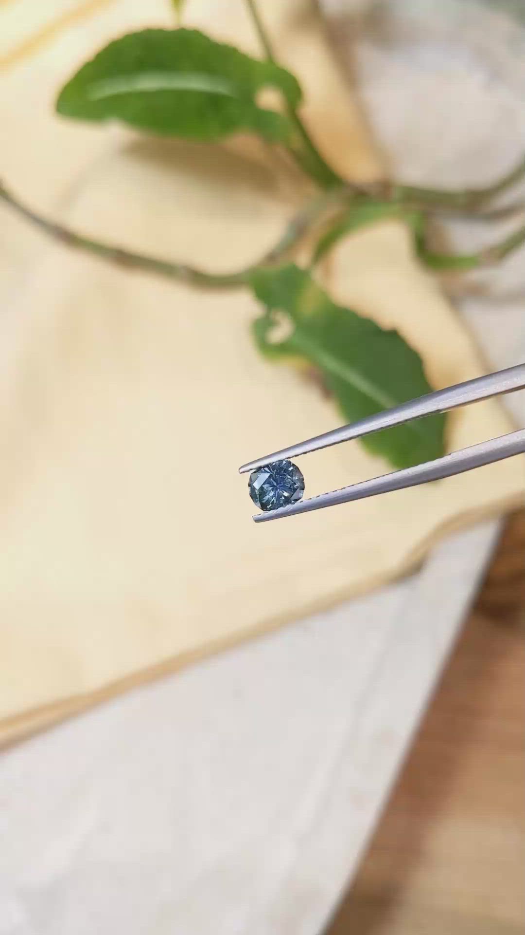 0.67 Ct. Greenish Blue Sapphire from Montana Size Video