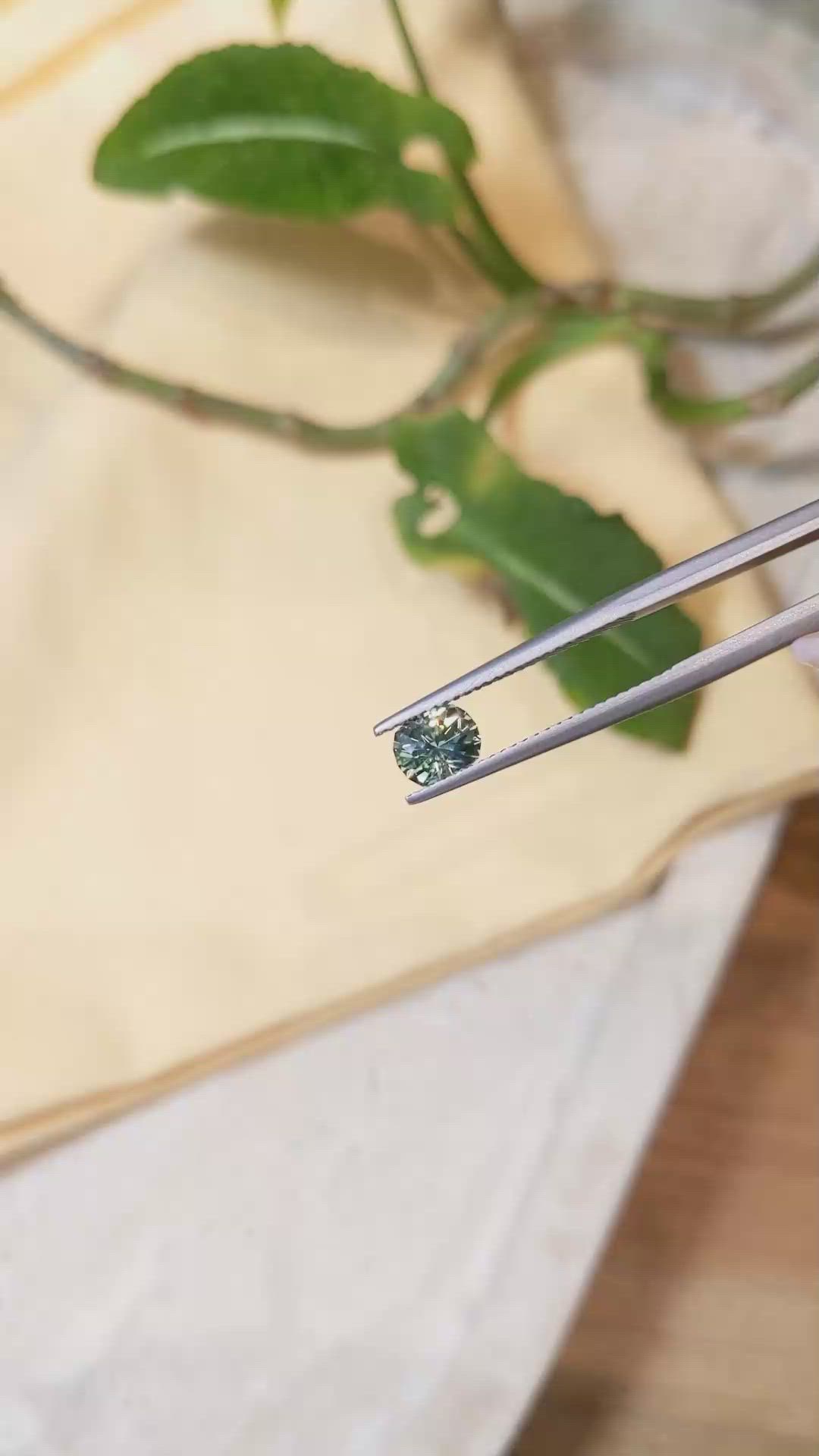 0.83 Ct. Bluish Green Sapphire from Montana Size Video