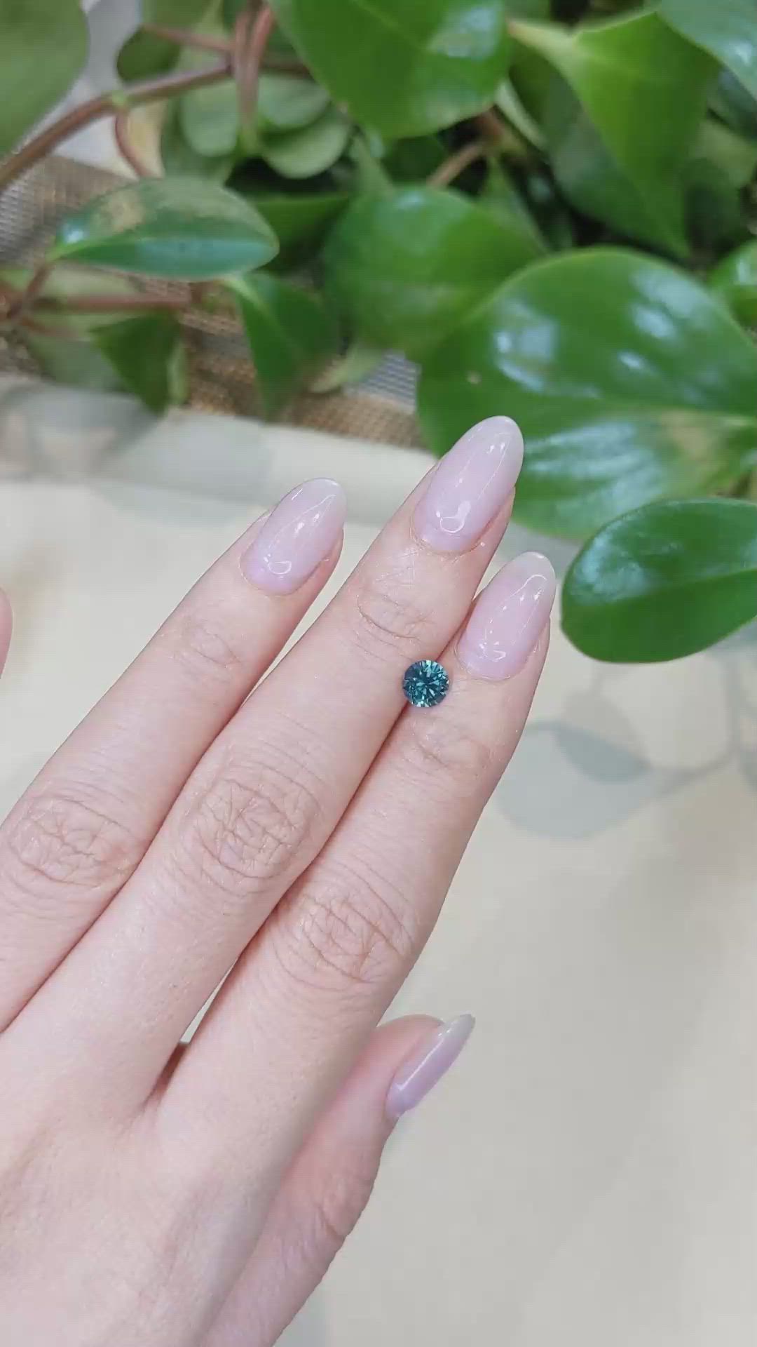 0.78 Ct. Greenish Blue Sapphire from Montana Size Video