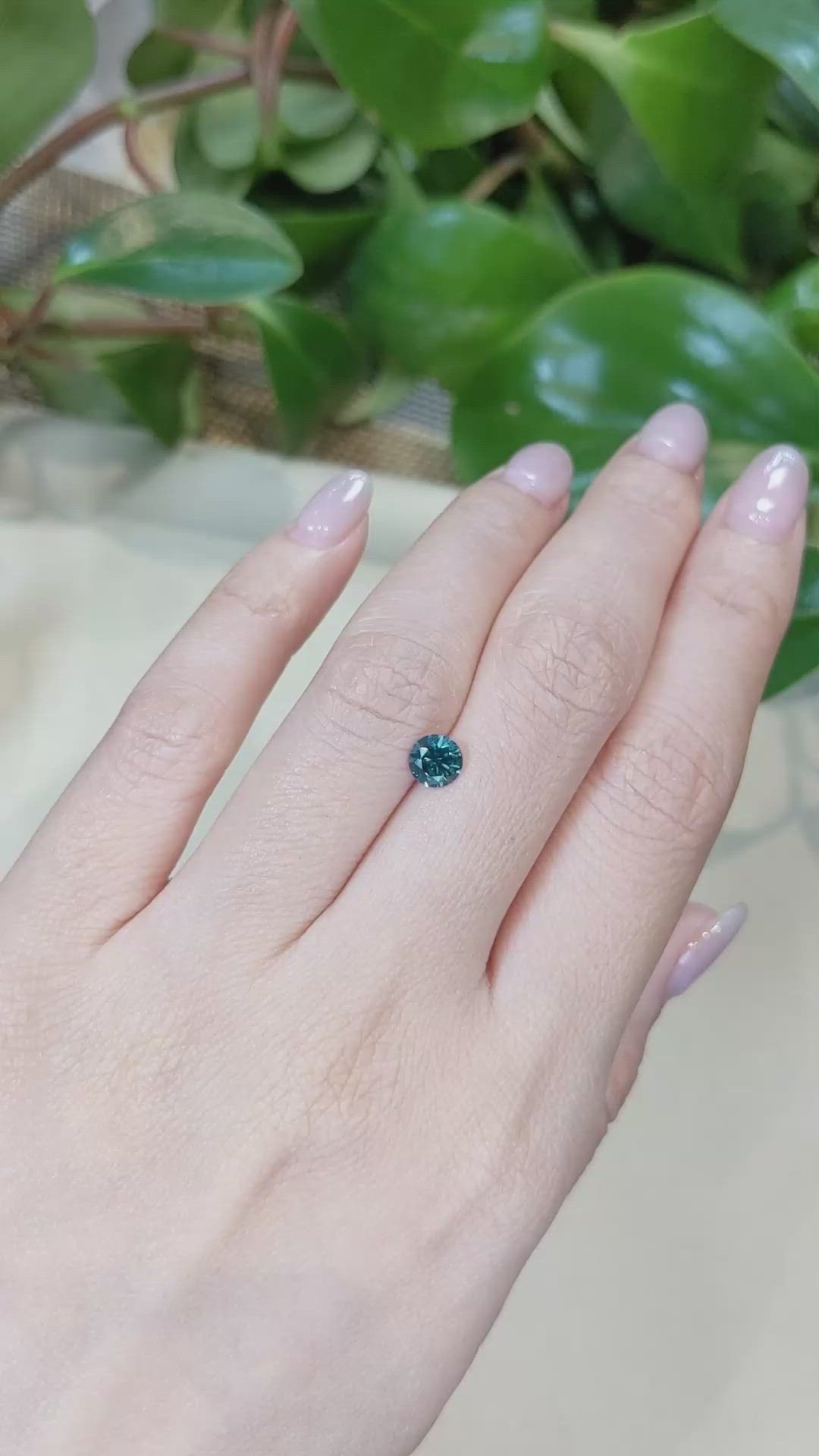 0.78 Ct. Greenish Blue Sapphire from Montana Size Video