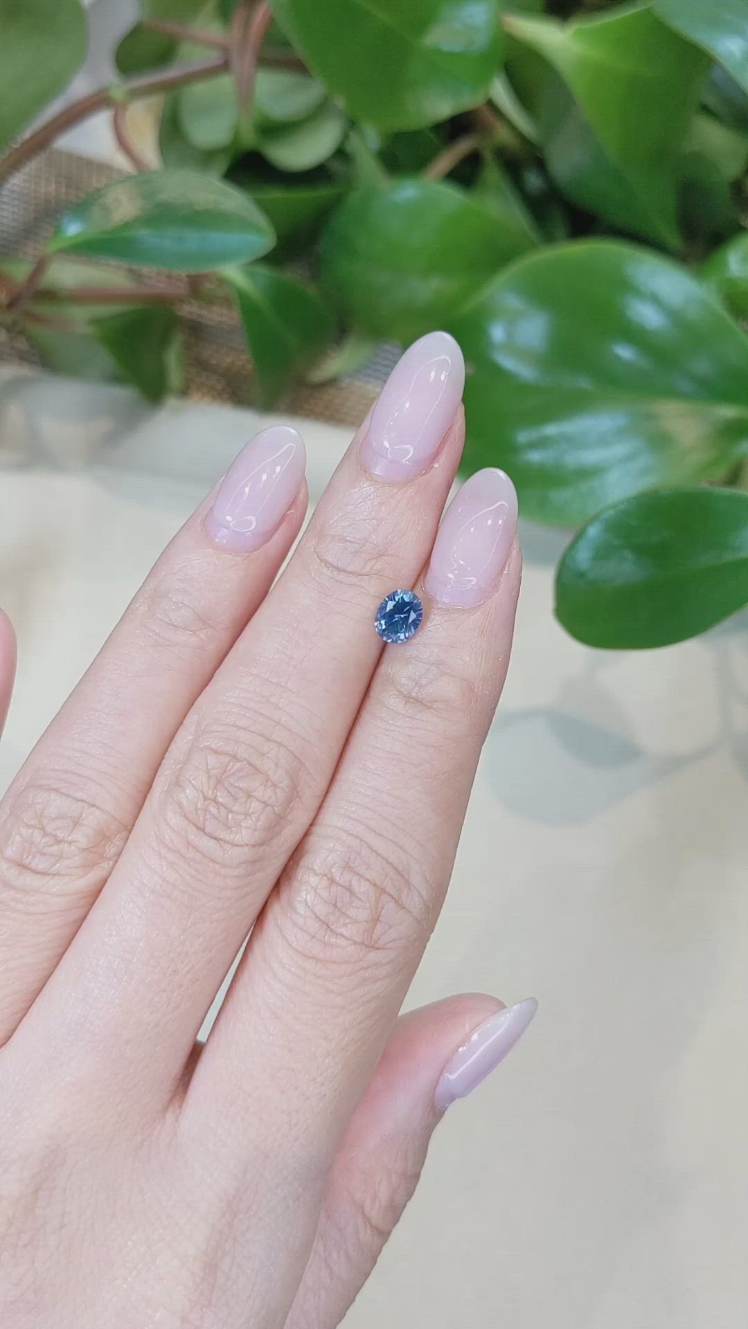 0.91 Ct. Greenish Blue Sapphire from Montana Size Video