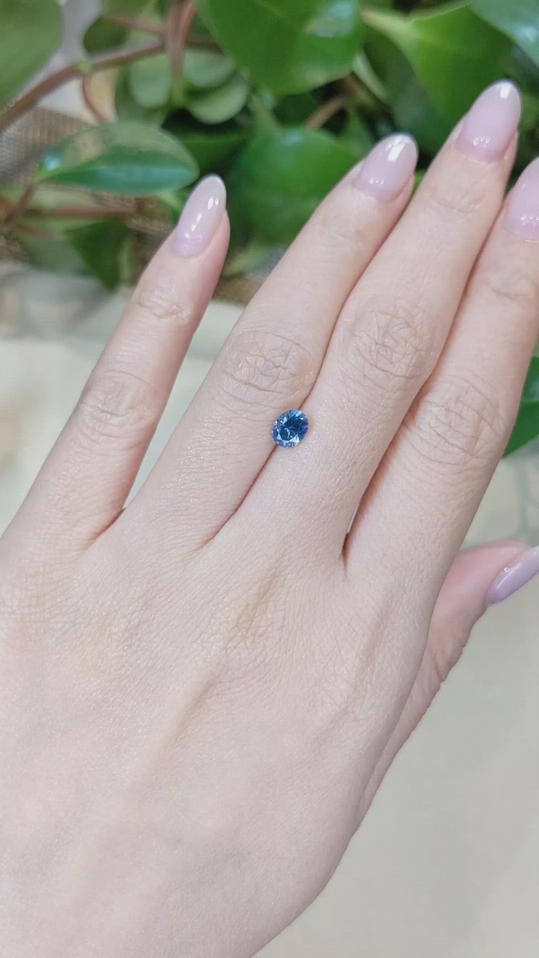 0.91 Ct. Greenish Blue Sapphire from Montana Size Video