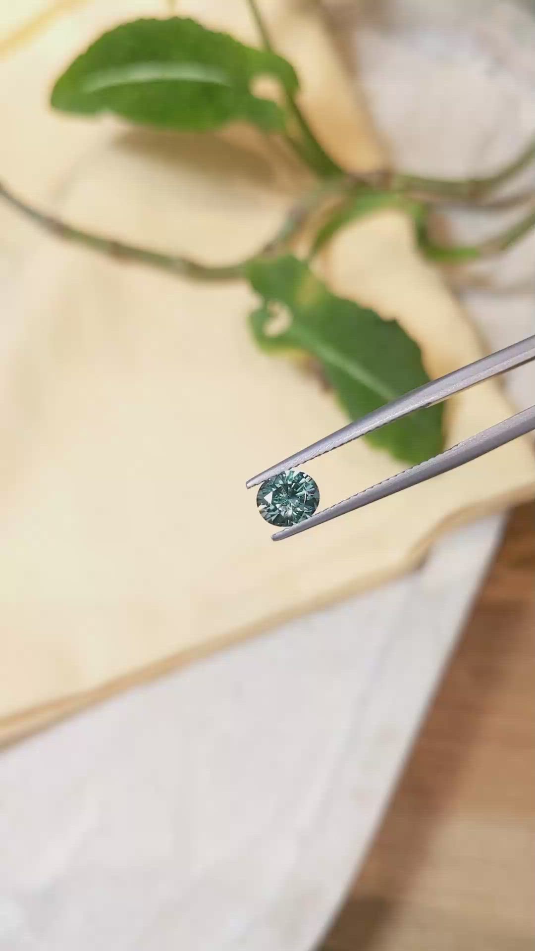 1.01 Ct. Greenish Blue Sapphire from Montana Size Video