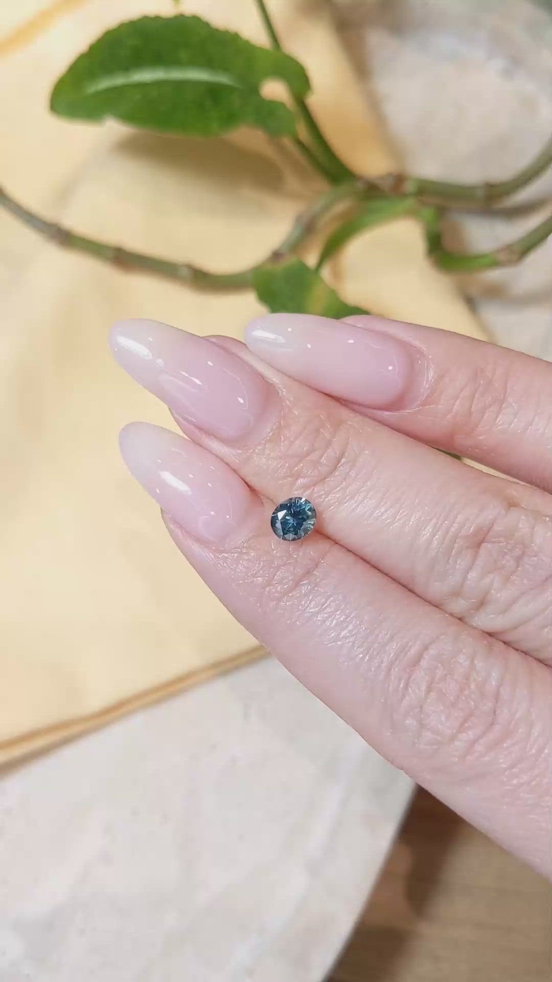0.80 Ct. Greenish Blue Sapphire from Montana Size Video