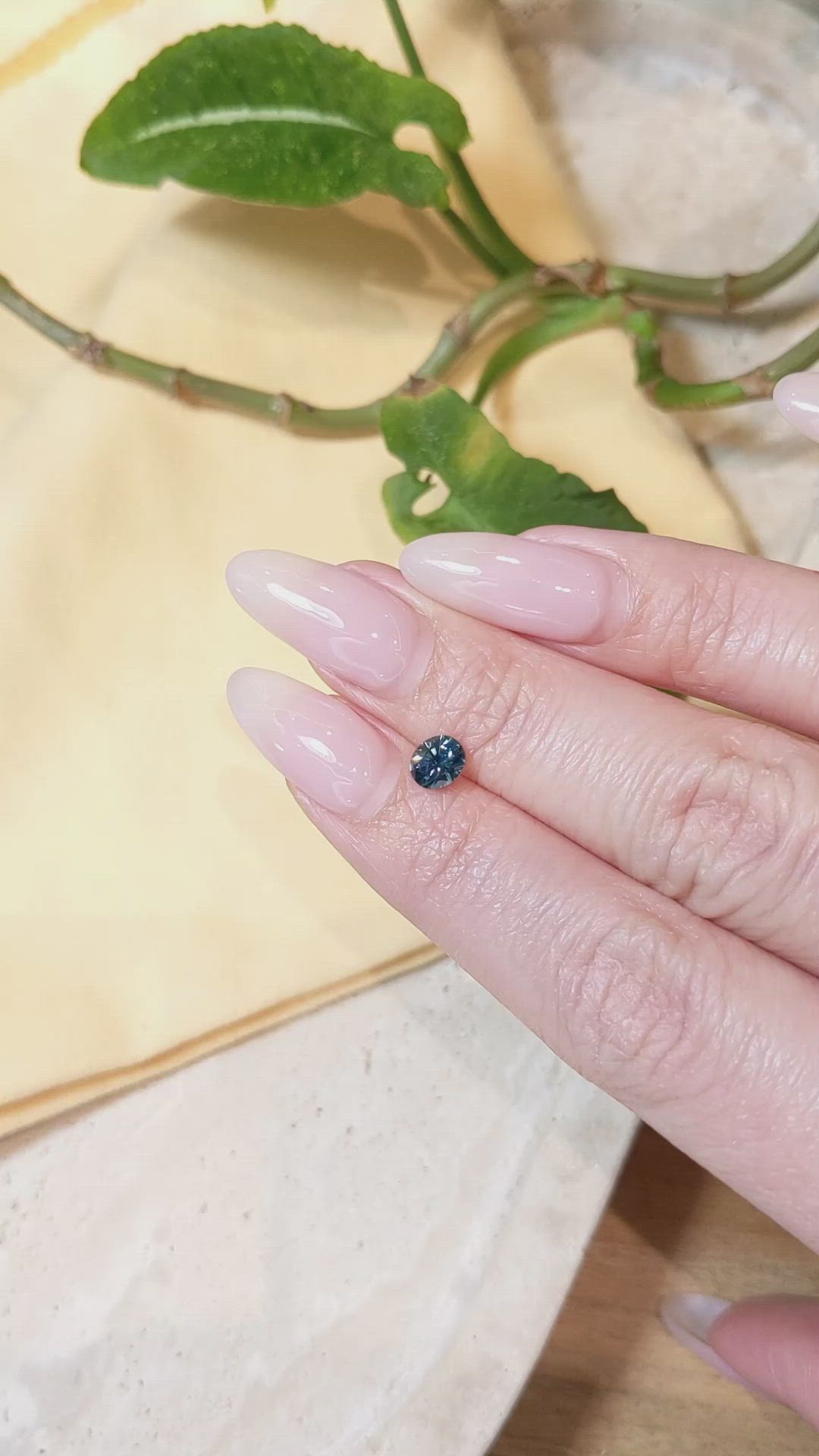 0.76 Ct. Greenish Blue Sapphire from Montana Size Video