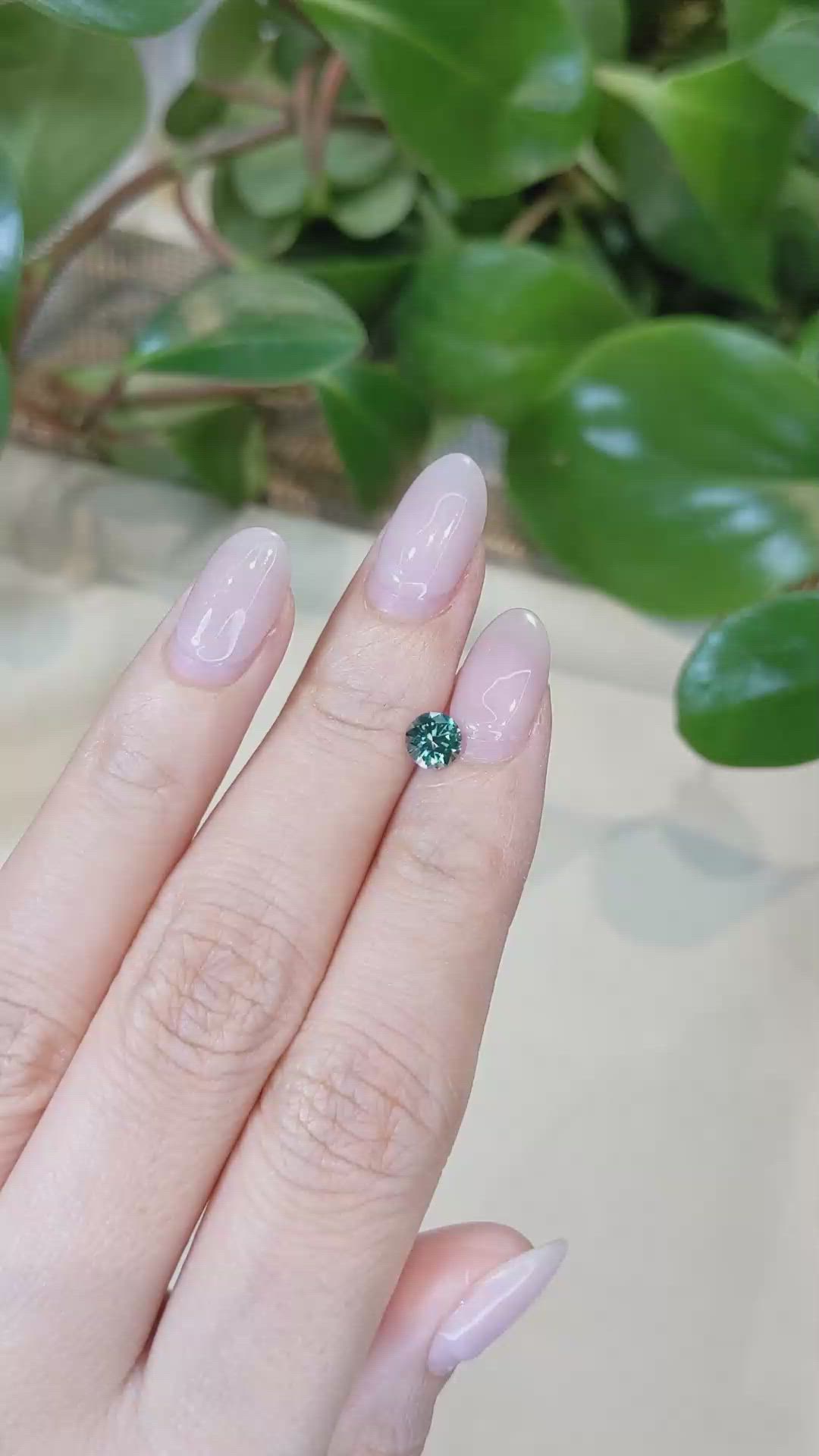 0.71 Ct. Bluish Green Sapphire from Montana Size Video