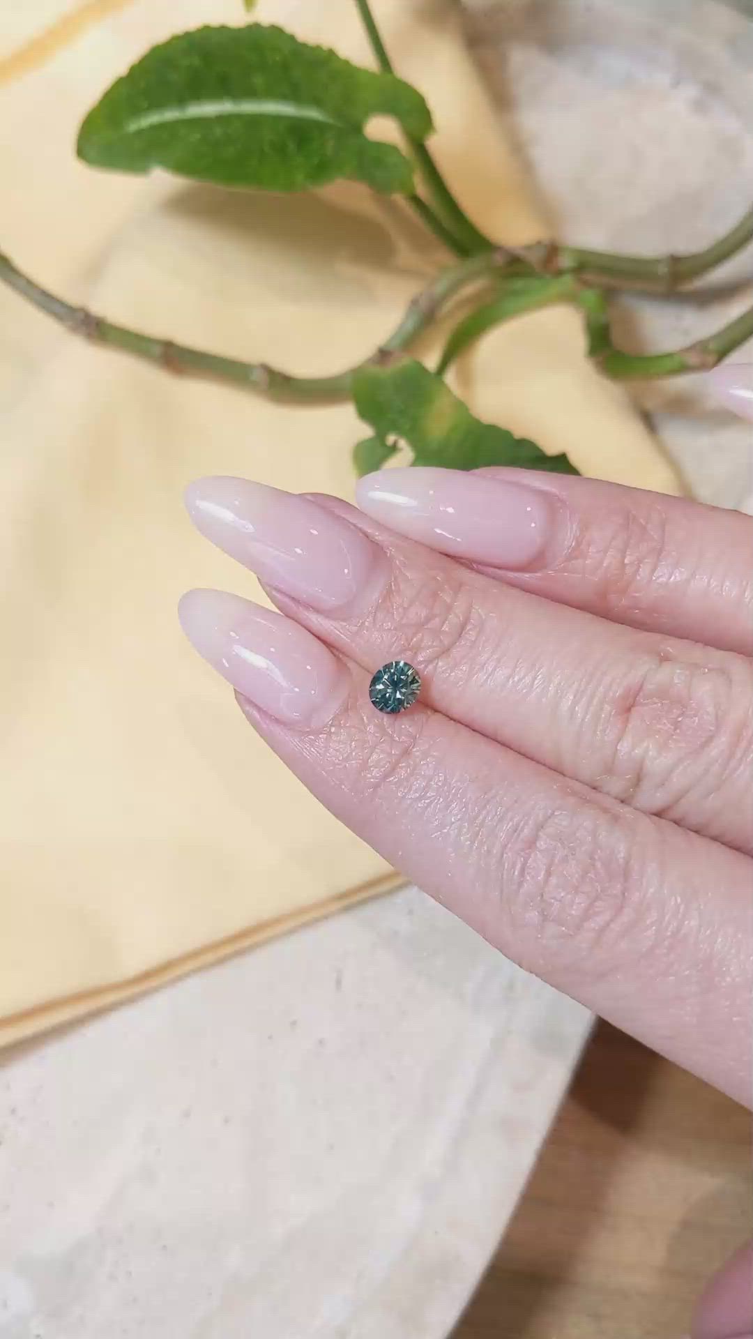 0.77 Ct. Bluish Green Sapphire from Montana Size Video