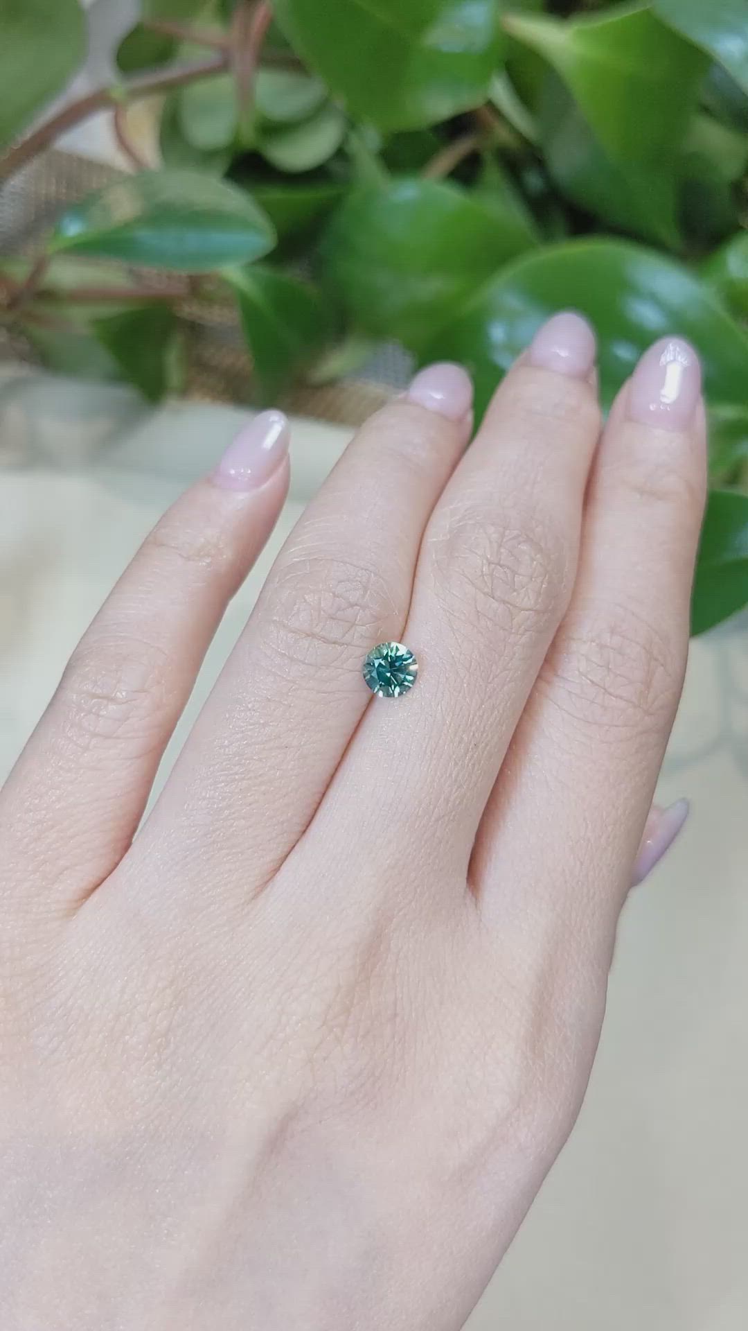 0.82 Ct. Bluish Green Sapphire from Montana Size Video