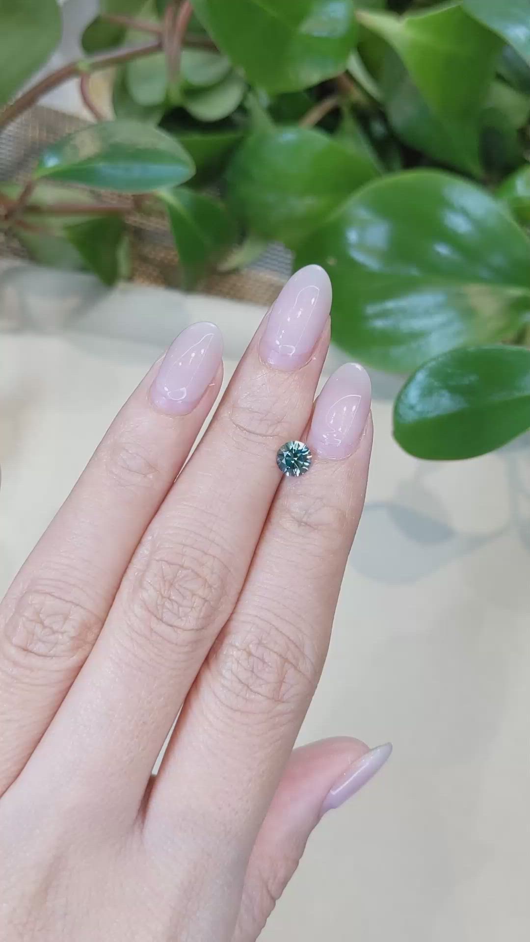 0.82 Ct. Bluish Green Sapphire from Montana Size Video