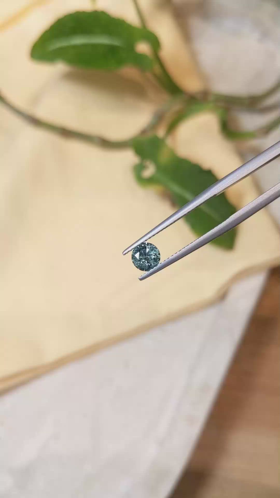 0.73 Ct. Bluish Green Sapphire from Montana Size Video